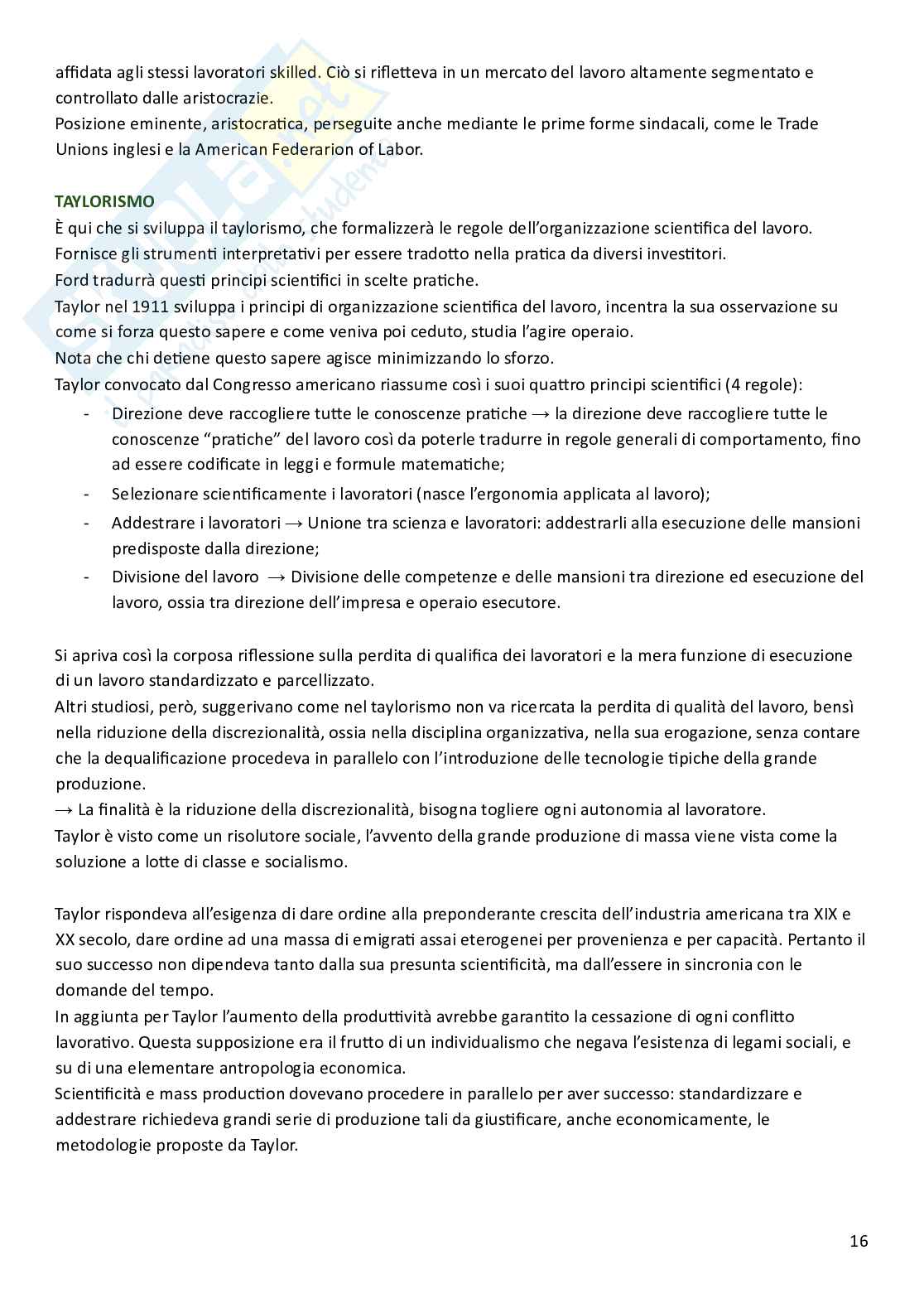 Storia economica del lavoro e delle relazioni del lavoro Pag. 16