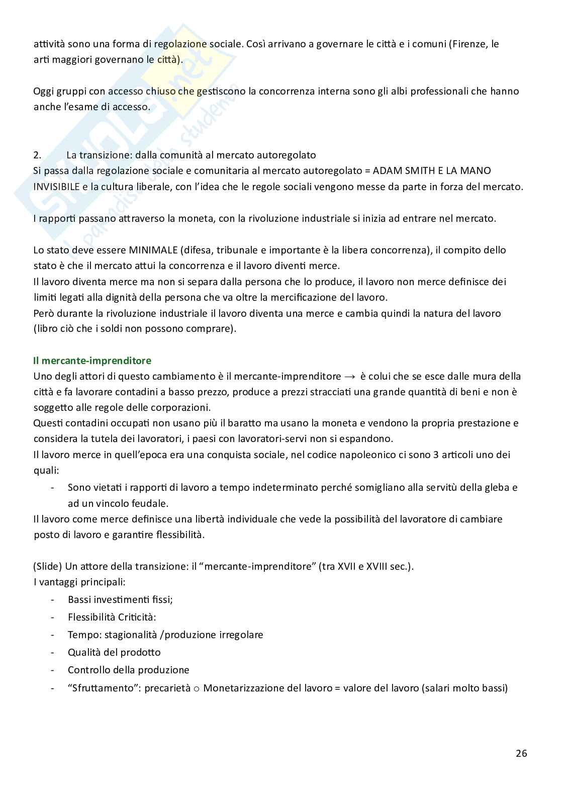 Storia economica del lavoro e delle relazioni del lavoro Pag. 26