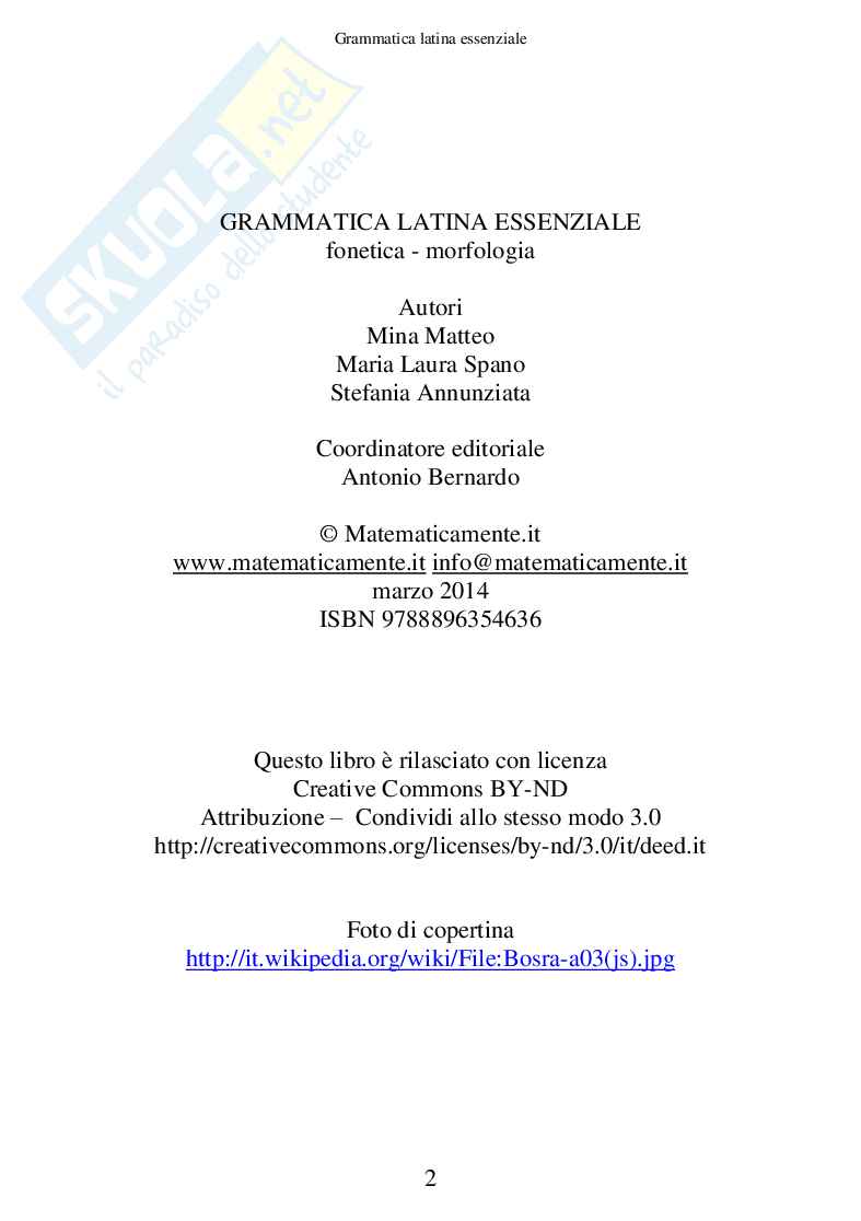 Grammatica Latina Essenziale (ebook) Pag. 2