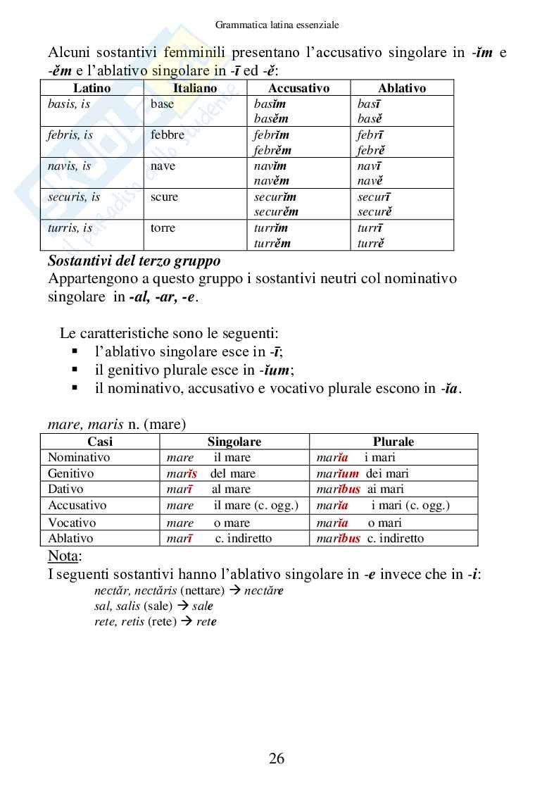 Grammatica Latina Essenziale (ebook) Pag. 26