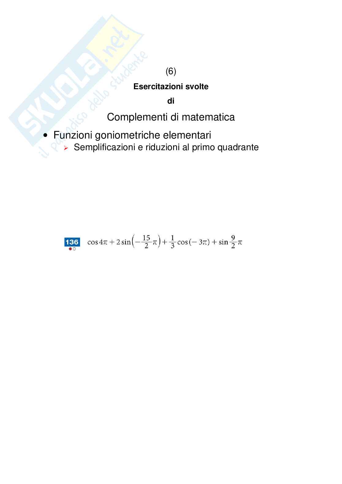 Semplificazioni e riduzioni al primo quadrante 6 Pag. 1