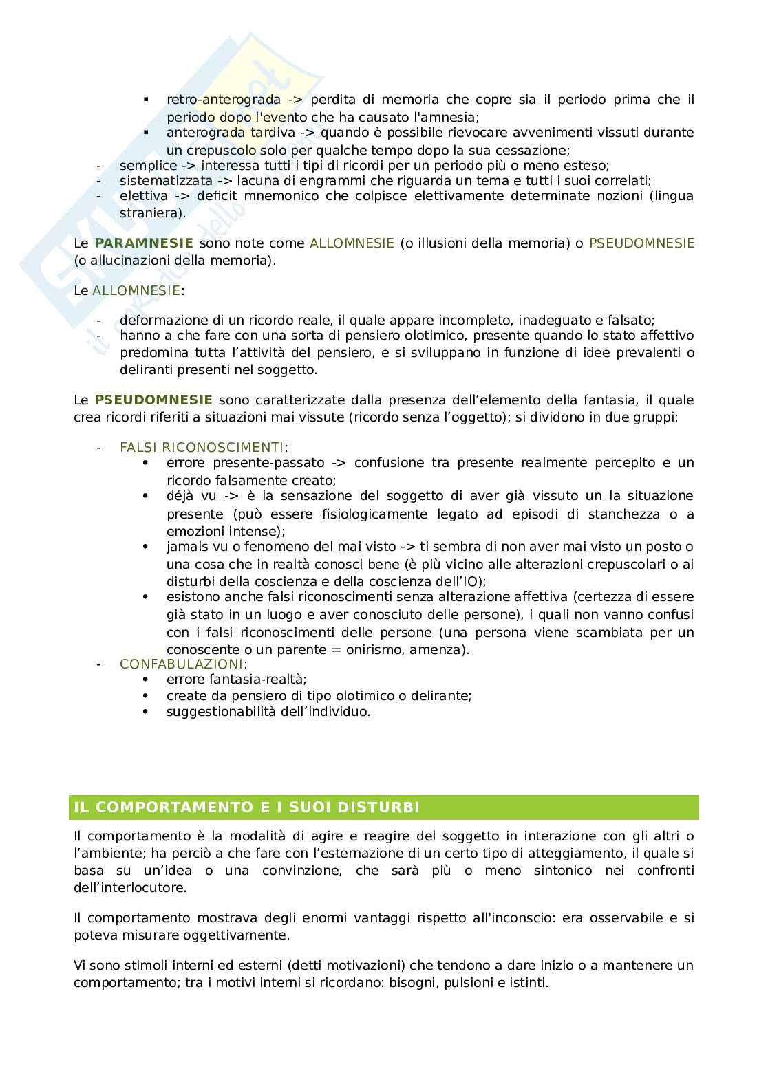 Riassunto esame Psichiatria, Prof. Serafini Gianluca, libro consigliato Elementi di psichiatria, Bogetto, Maina, Albert Pag. 21