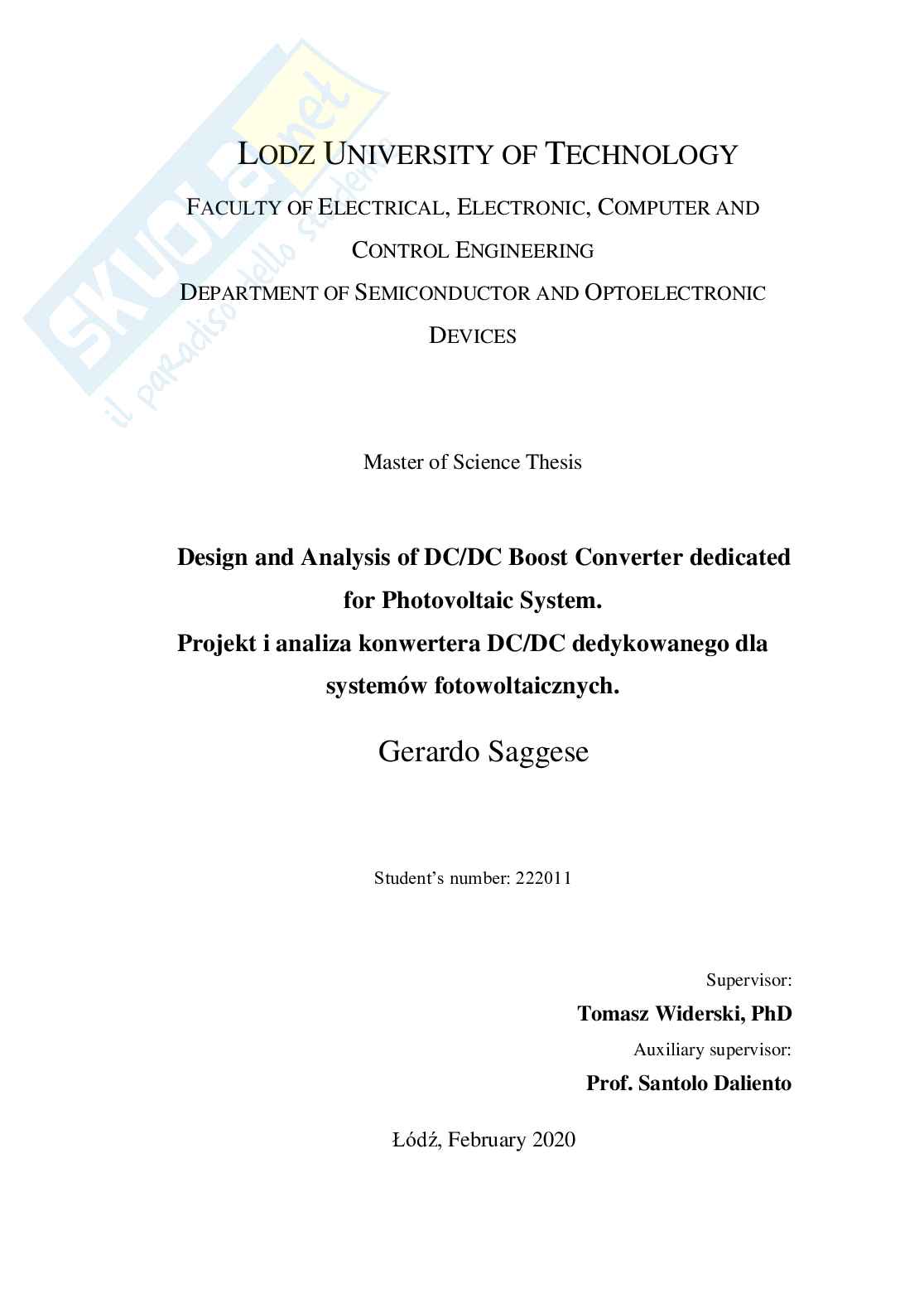 Progettazione e analisi di un convertitore DC/DC Boost per sistemi fotovoltaici Pag. 2