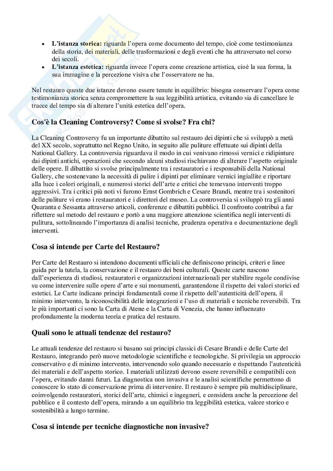 Risposte domande aperte Museologia, tecnica e storia del restauro, aggiornate 2026  Pag. 21