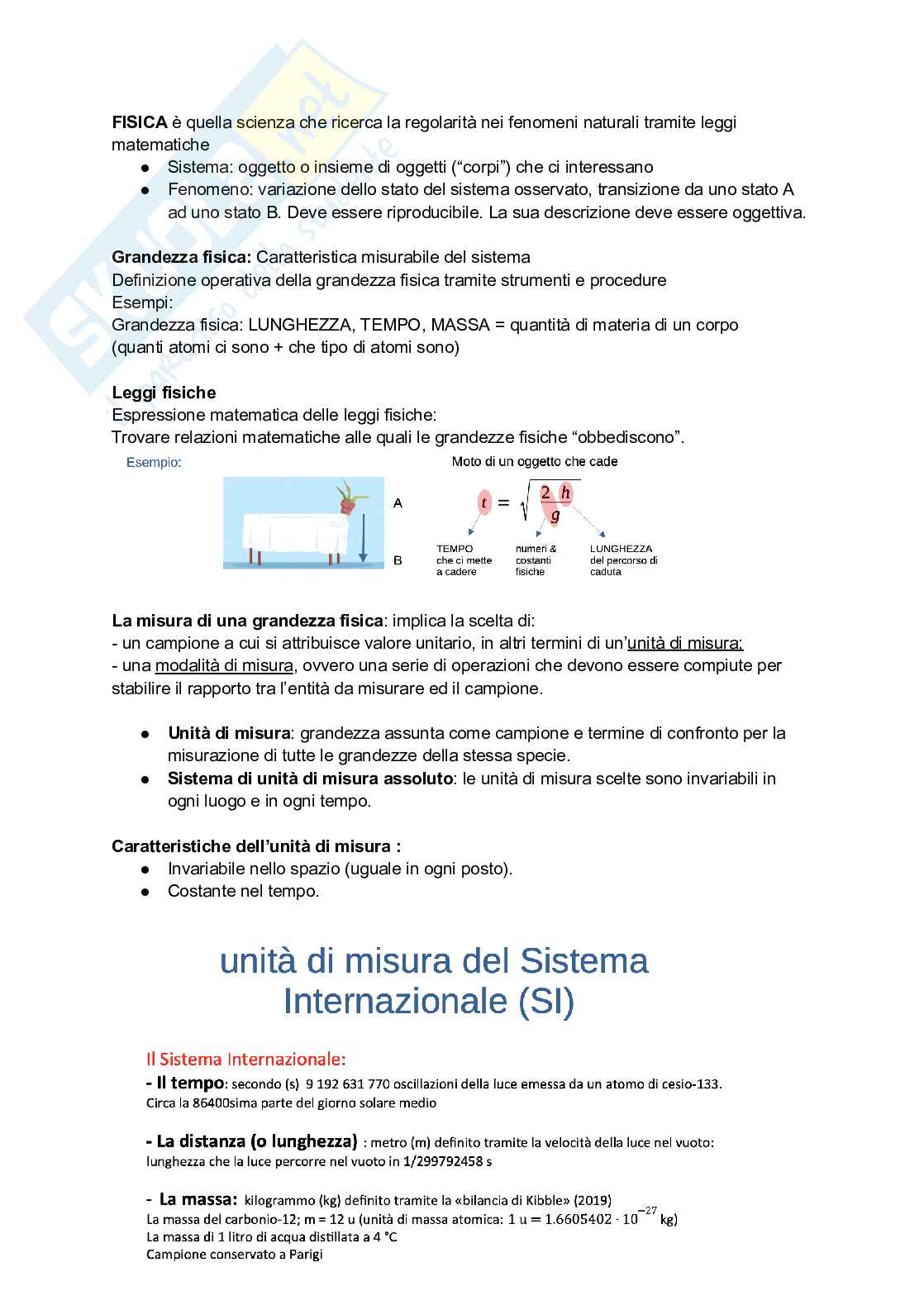 Fisica - Prima parte Pag. 1
