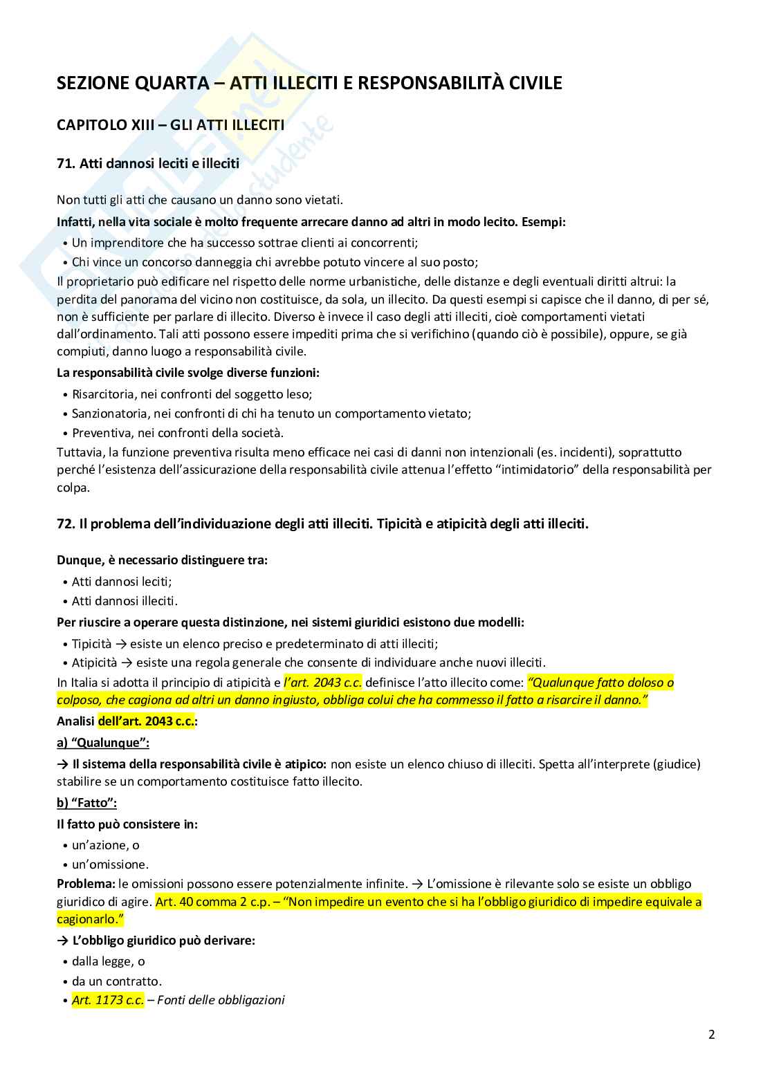 Riassunto esame Istituzioni di diritto privato, Prof. Castelli Laura, libro consigliato Istituzioni di diritto privato , Trimarchi  Pag. 2