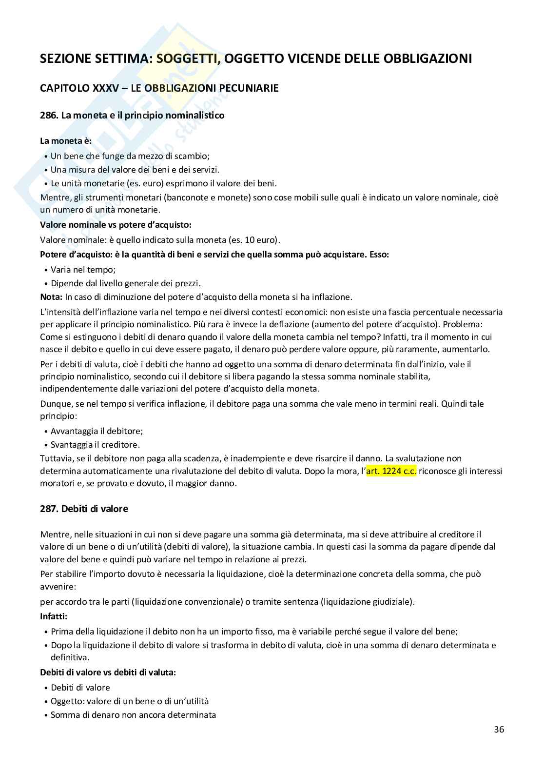 Riassunto esame Istituzioni di diritto privato, Prof. Castelli Laura, libro consigliato Istituzioni di diritto privato , Trimarchi  Pag. 36