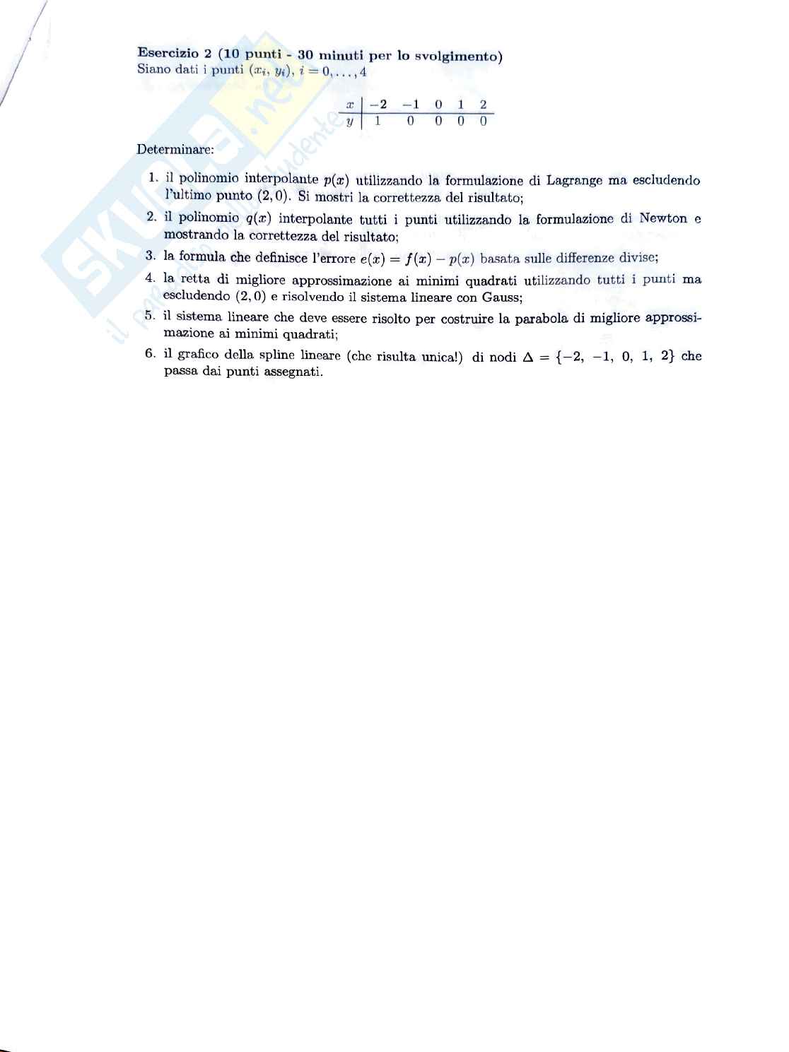 Esame Calcolo numerico - 29 Giugno 2020 Pag. 2