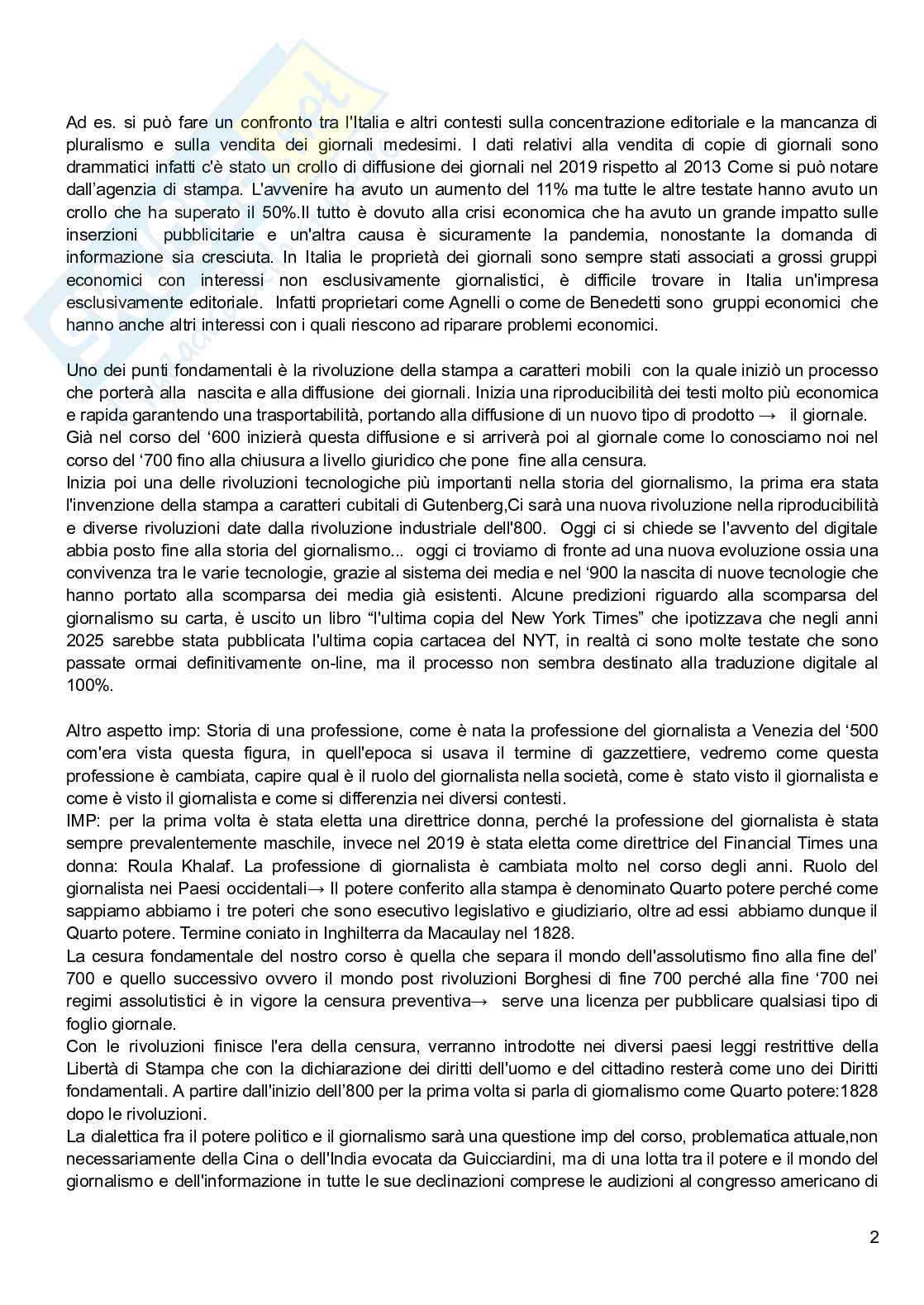 Appunti delle lezioni di Storia del giornalismo Pag. 2