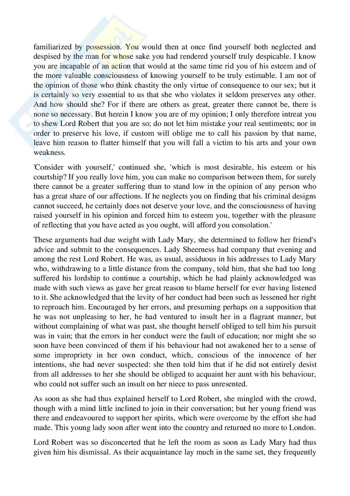 Riassunto esame Letteratura inglese, Prof. Bottone Maria Grazia, libro consigliato Norton Antology, Norton Pag. 91