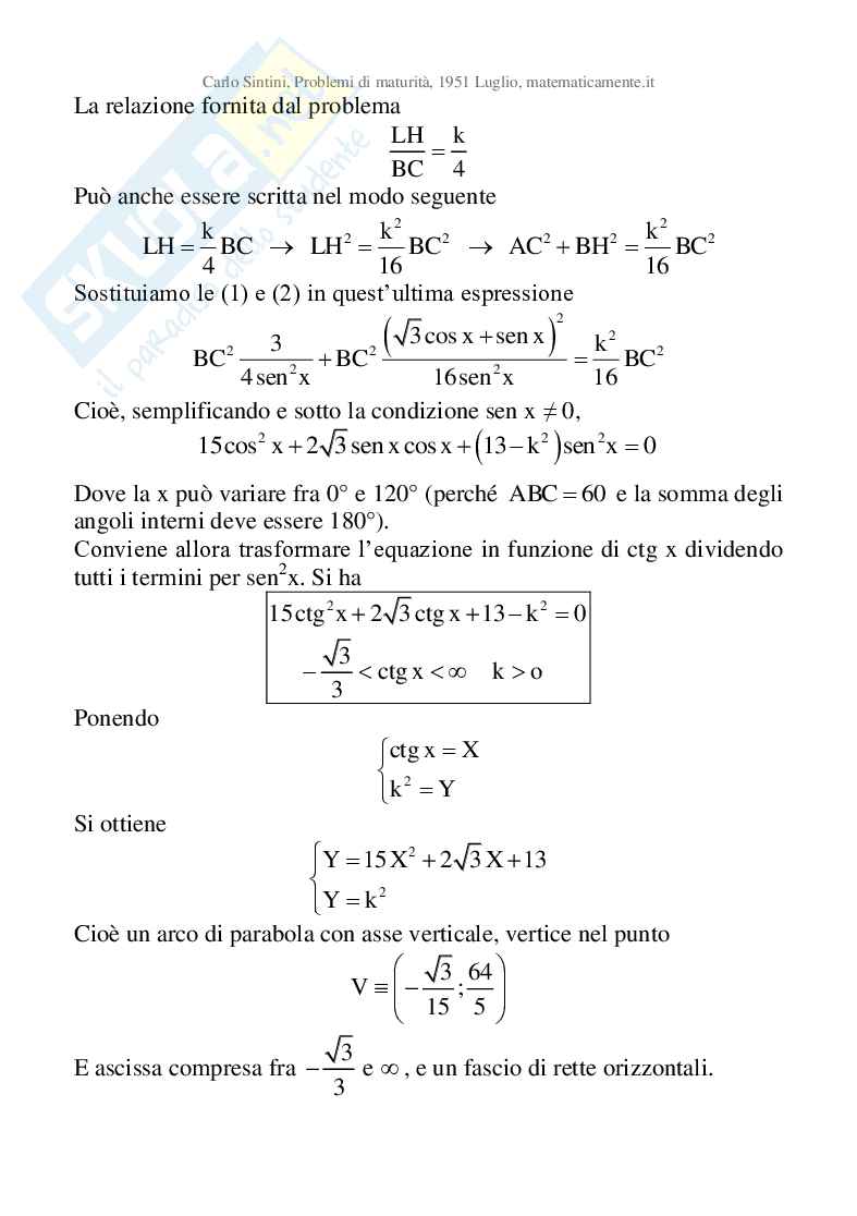 1951 Luglio - Maturità scientifica, prova di matematica Pag. 2