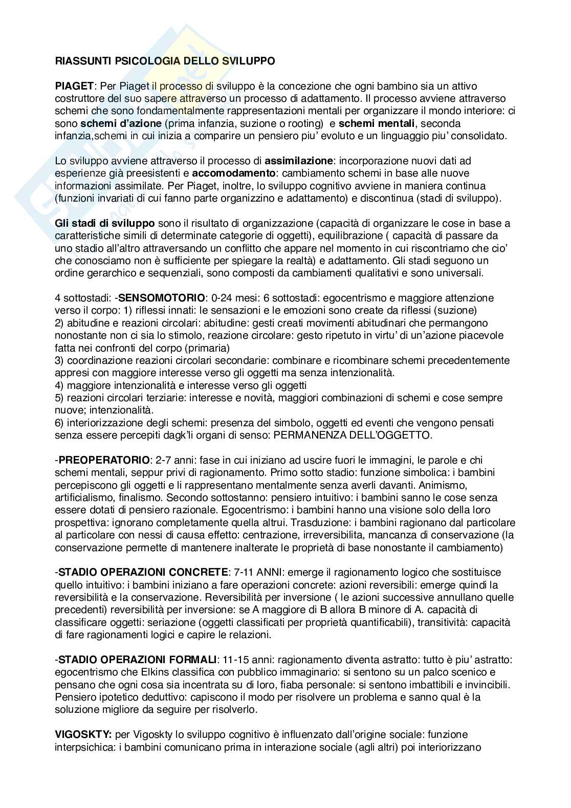 Corso Psicologia dello sviluppo per il TFA Pag. 1