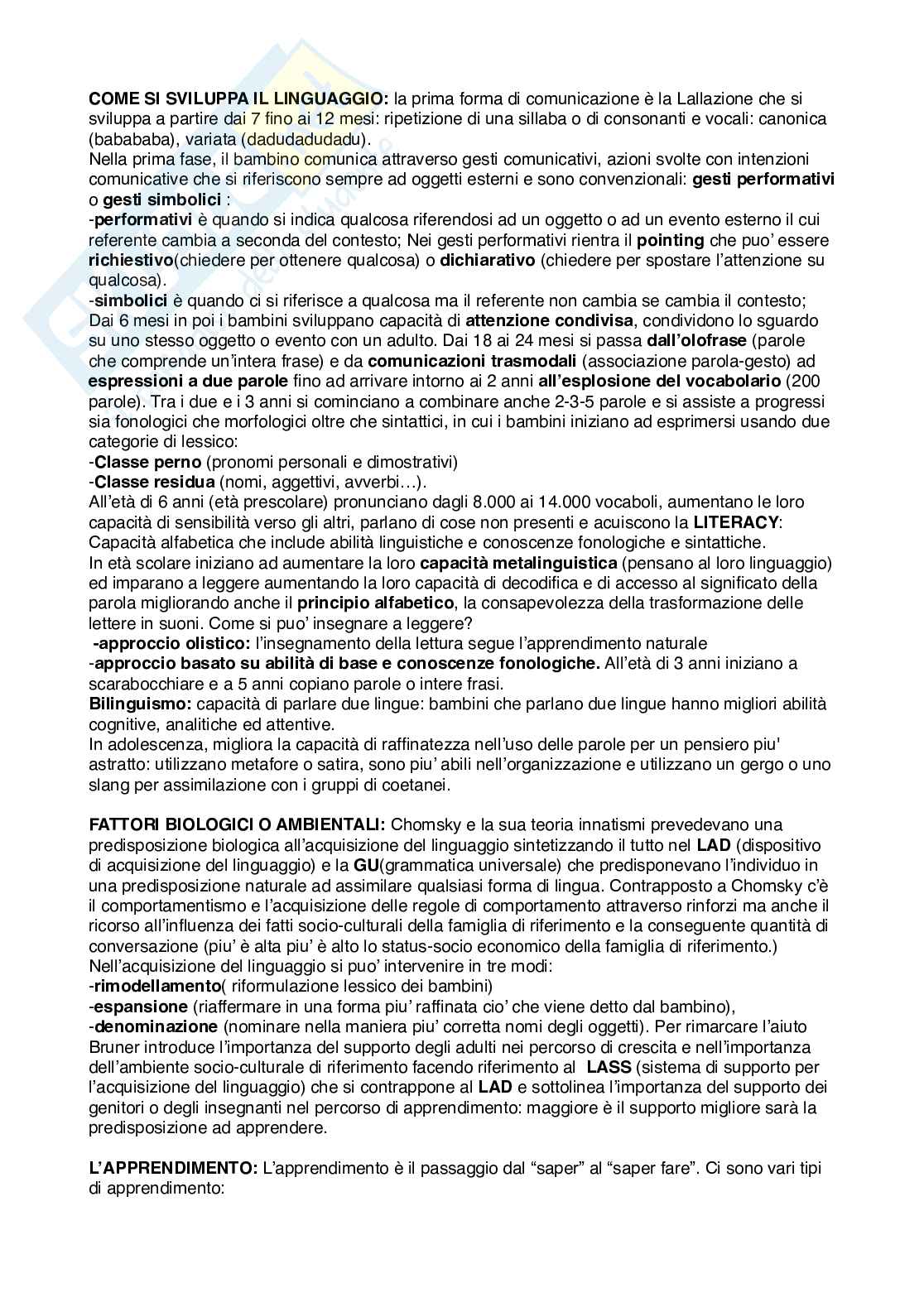Corso Psicologia dello sviluppo per il TFA Pag. 6