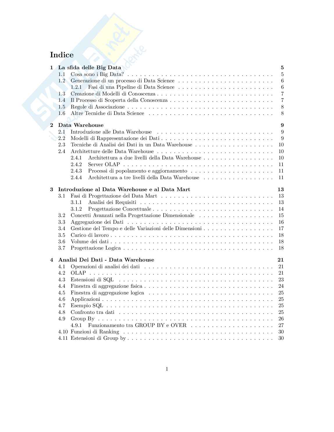 Data Science e tecnologie per le basi di dati - Appunti completi (Data Warehouse, Data Mining, DBMS, NoSQL) Pag. 2