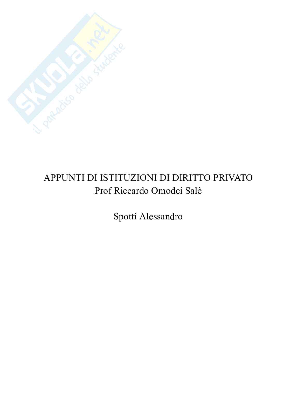 Appunti esame parziale di Istituzioni di diritto privato Pag. 1