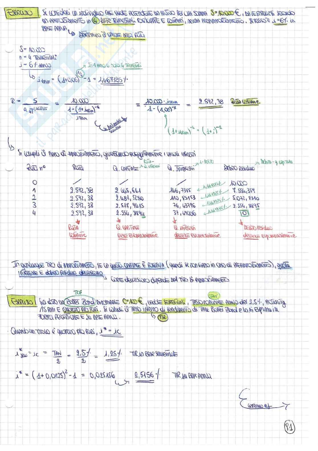 Seconda parte Matematica finanziaria Pag. 31