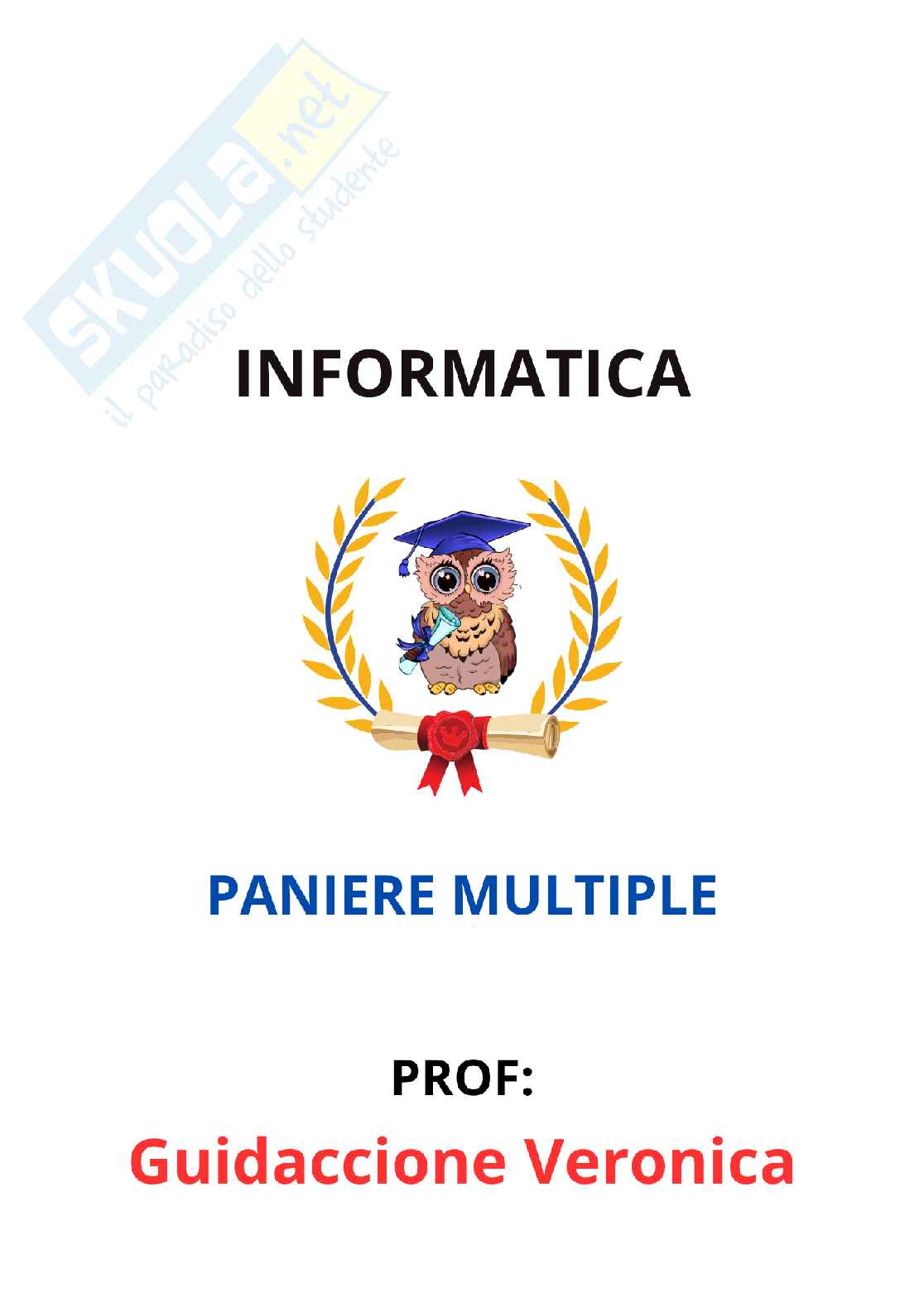 Paniere Informatica (2026) - Risposte multiple corrette Pag. 1