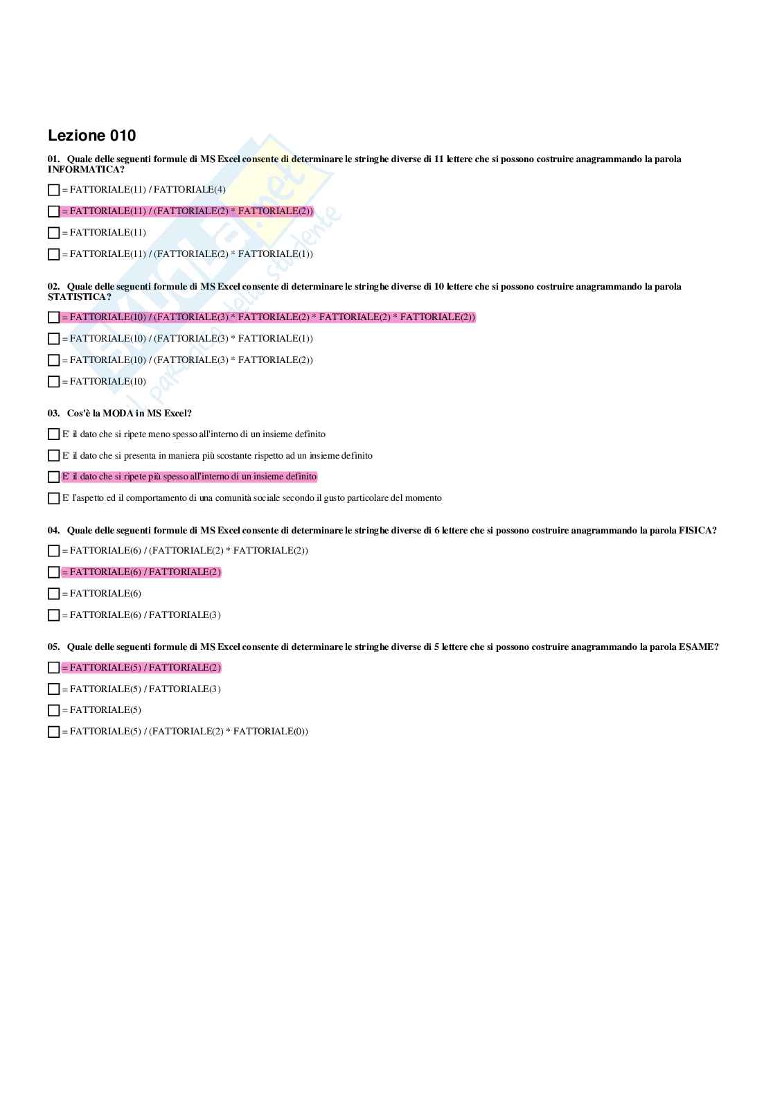 Paniere Informatica (2026) - Risposte multiple corrette Pag. 21