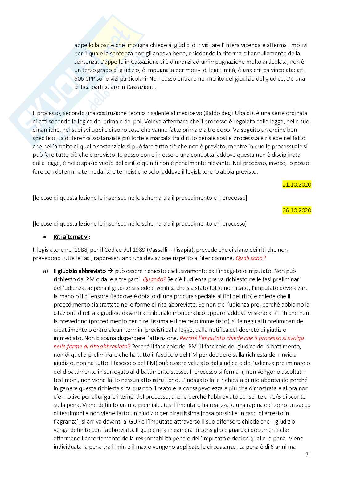 Appunti Lezioni Diritto e processo penale Pag. 71
