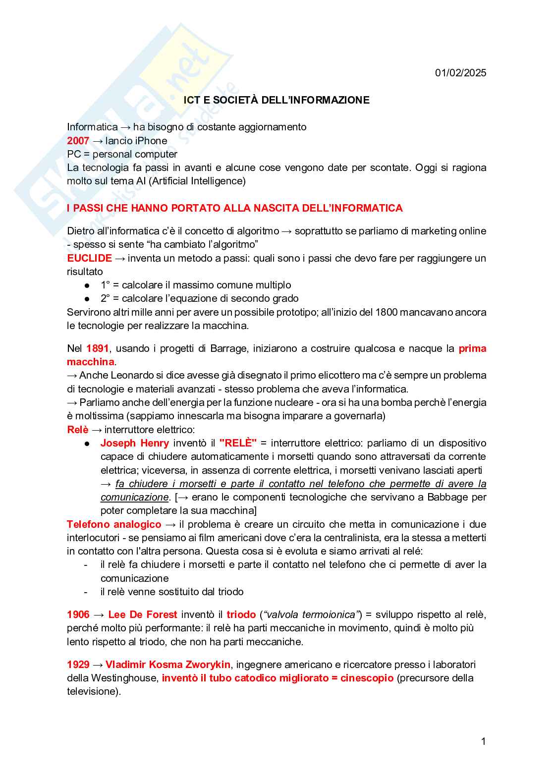 ICT e società dell'Informazione Pag. 1