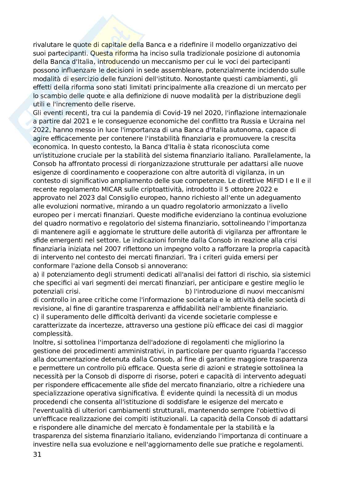 Diritto degli emittenti e degli intermediari finanziari Pag. 31