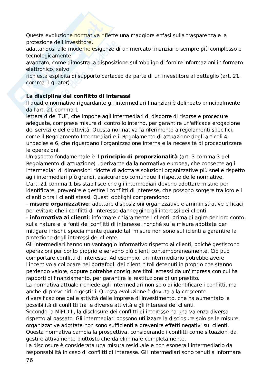 Diritto degli emittenti e degli intermediari finanziari Pag. 76