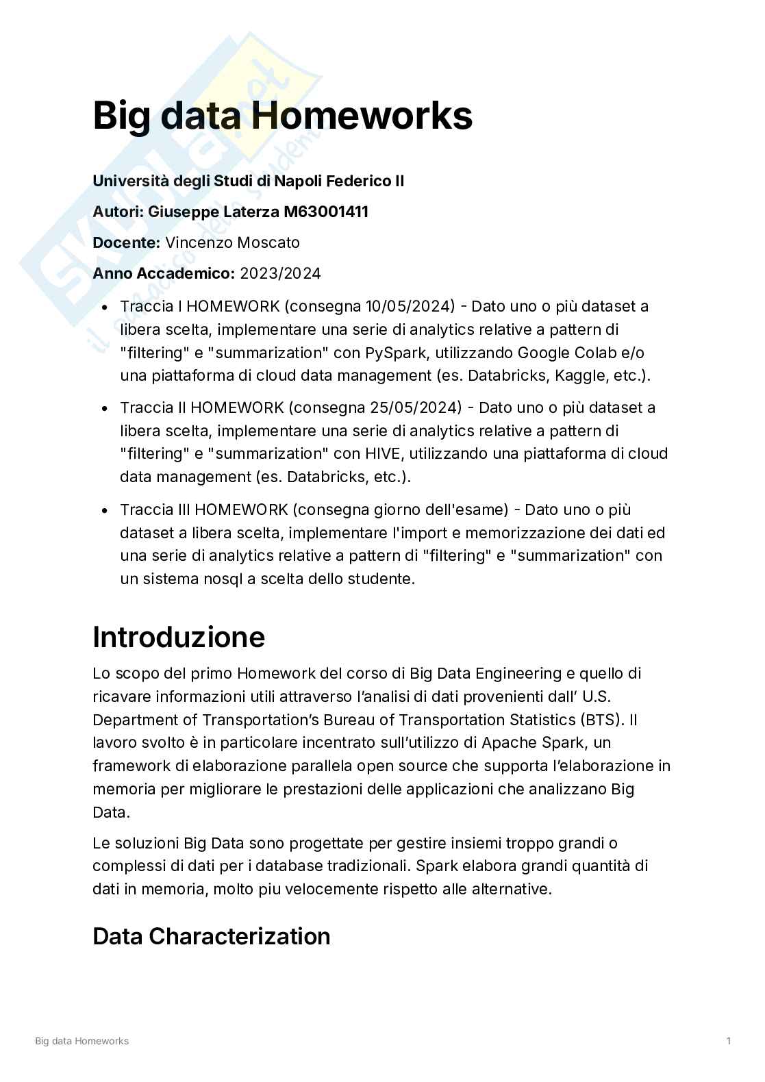 Homework esame Big data Pag. 1