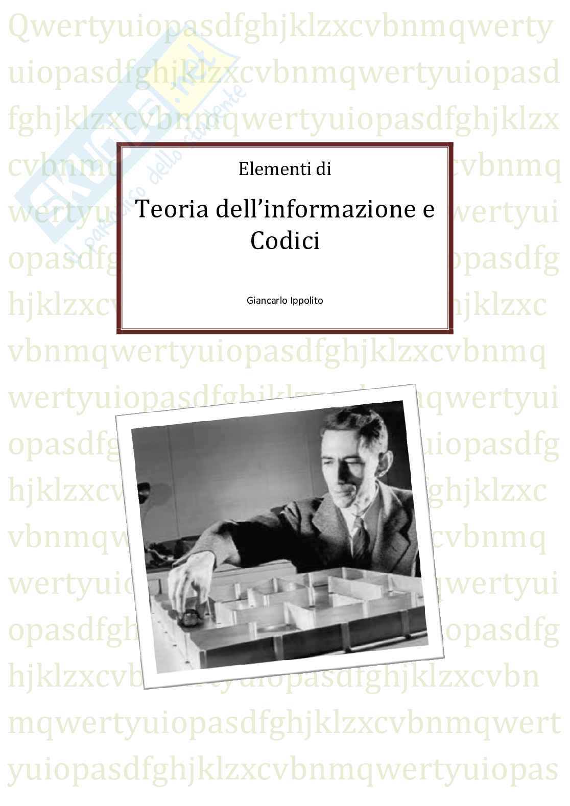 Teoria dell'informazione e codici Pag. 1