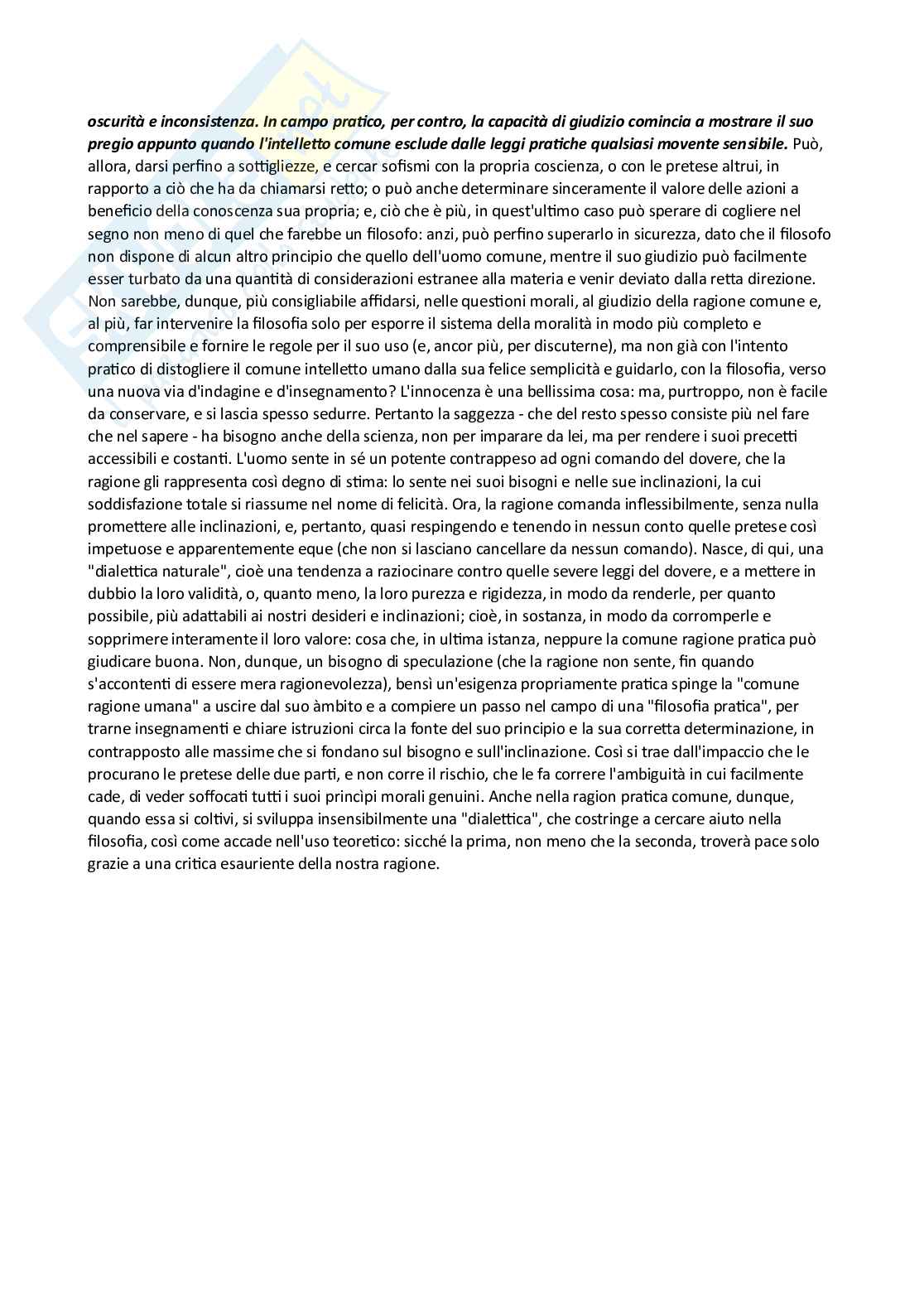 Analisi prima sezione Fondazione della metafisica dei costumi  Pag. 6