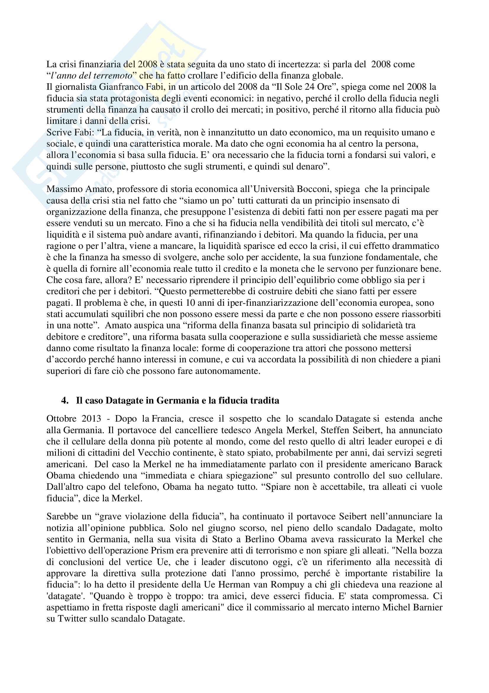 Tesina "La fiducia e l'economia: da Tito Livio al giorno d'oggi" letteratura tedesca Pag. 6
