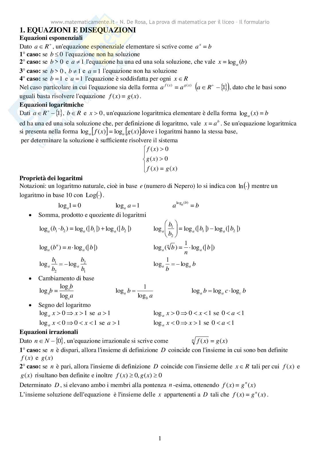 Formulario completo per la maturità Pag. 1