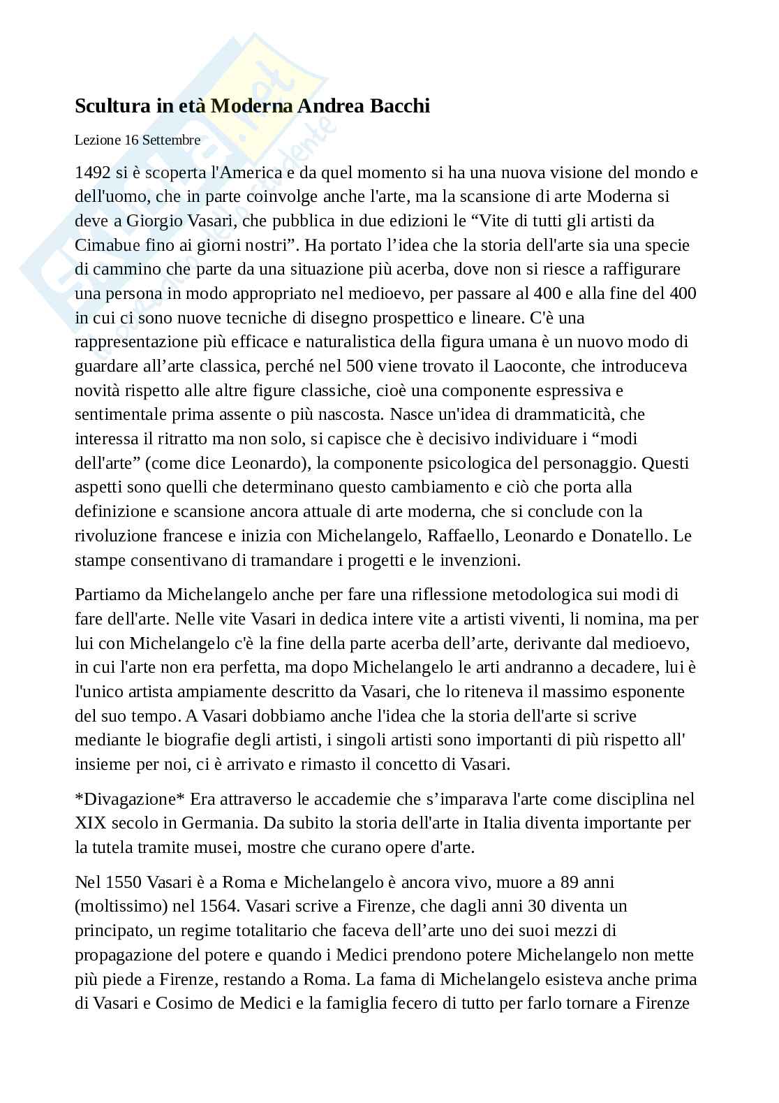 Appunti del corso di Scultura in età moderna Pag. 1