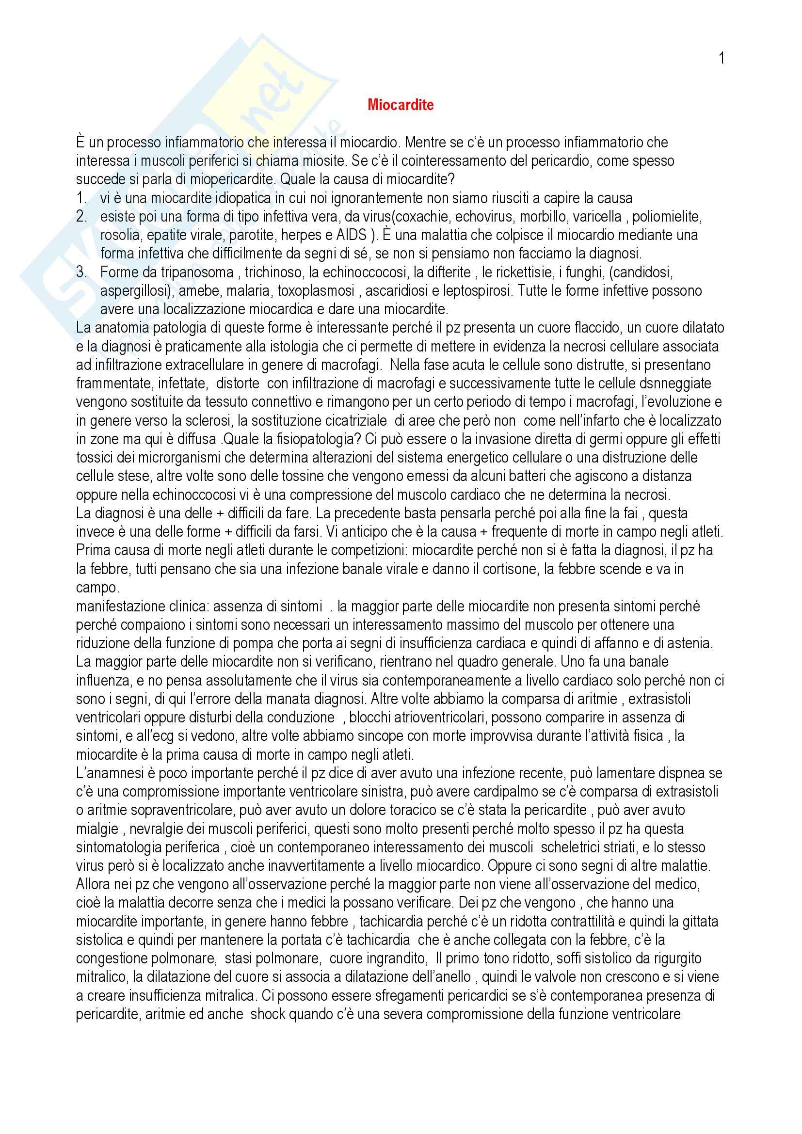 Cardiologia - miocarditi Pag. 1