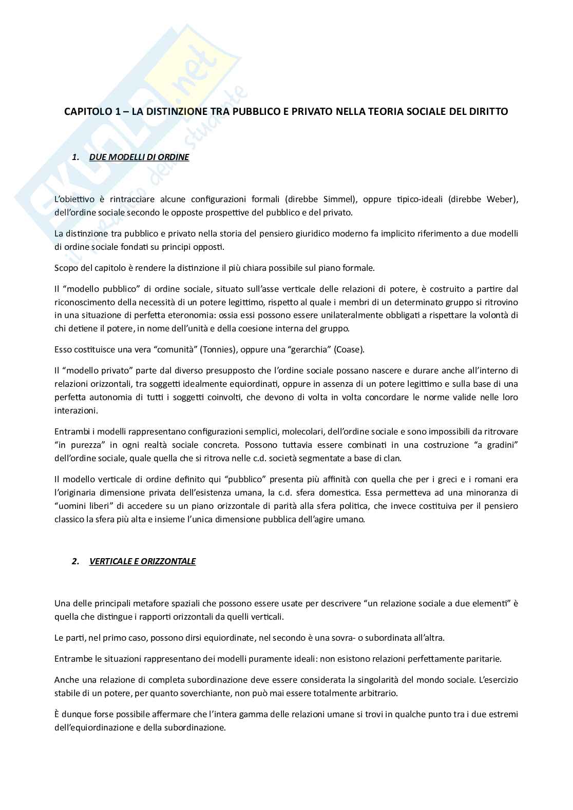 Riassunto esame Sociologia del diritto , Prof. Pannarale Luigi, libro consigliato Pubblico e privato. Teoria e storia di una grande dicotomia., Ivan Pupolizio Pag. 2