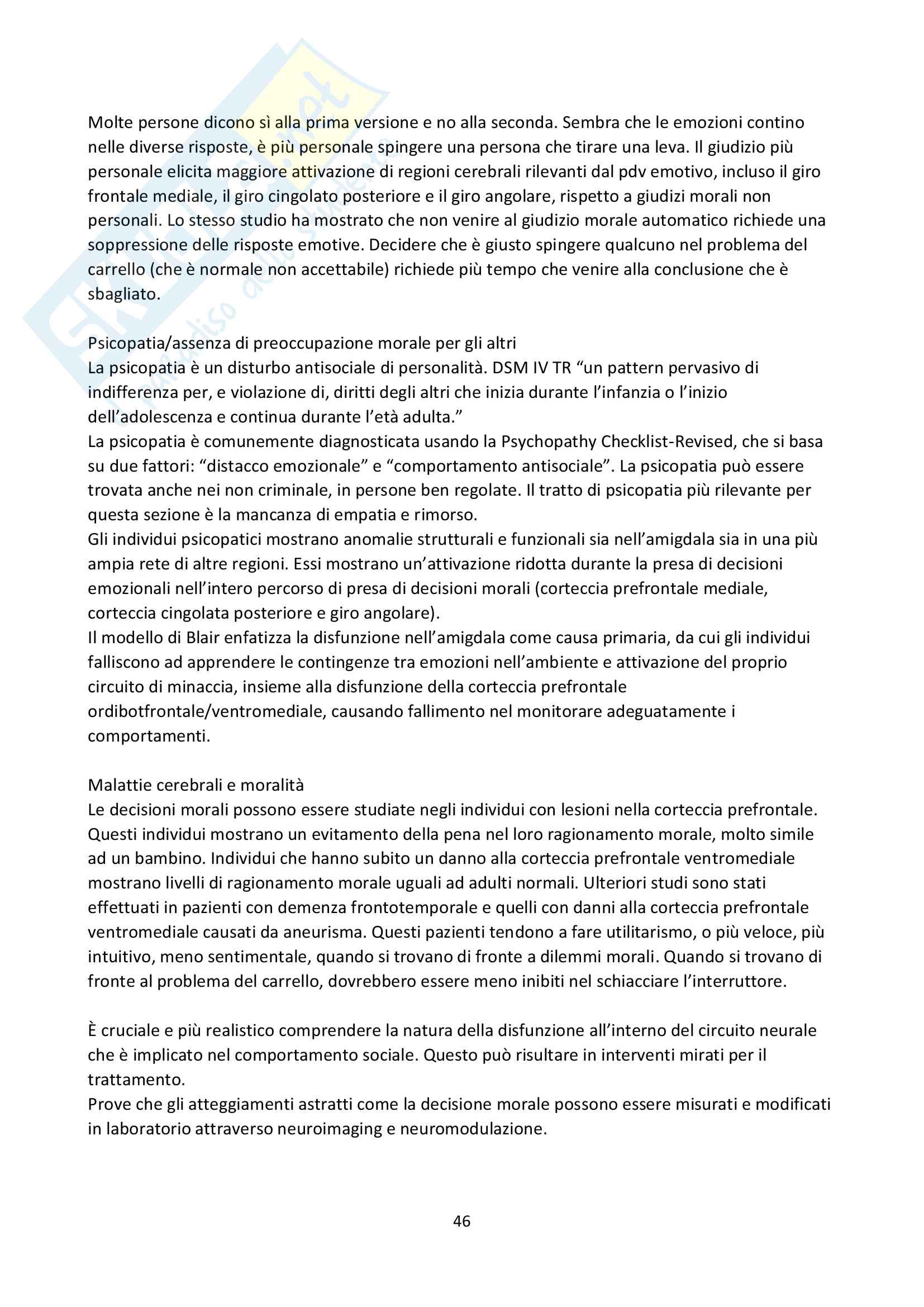 Neuropsicologia clinica e forense Parte 2 - Docente Bottini Pag. 46
