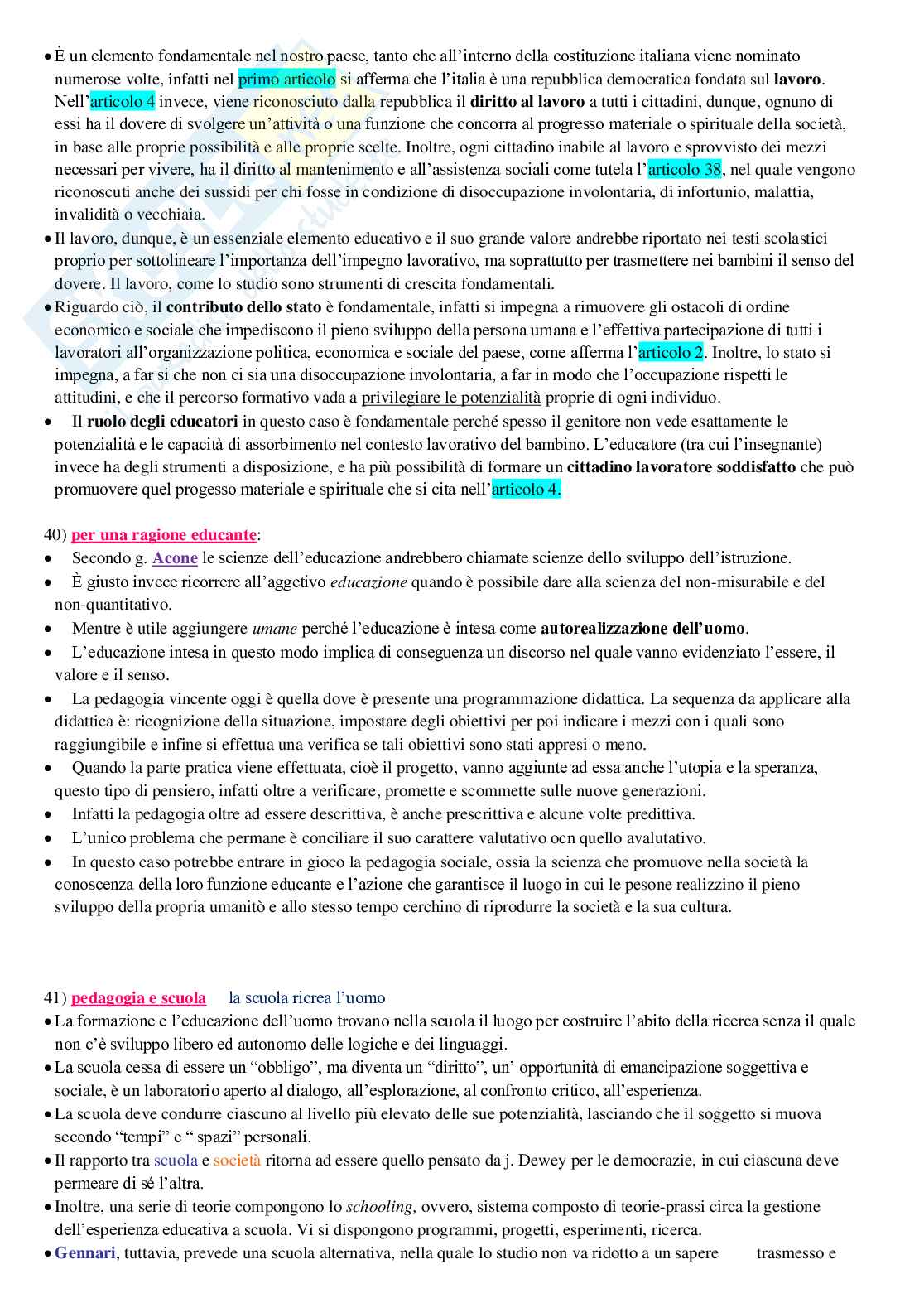 Definizioni di Pedagogia genarale Pag. 21