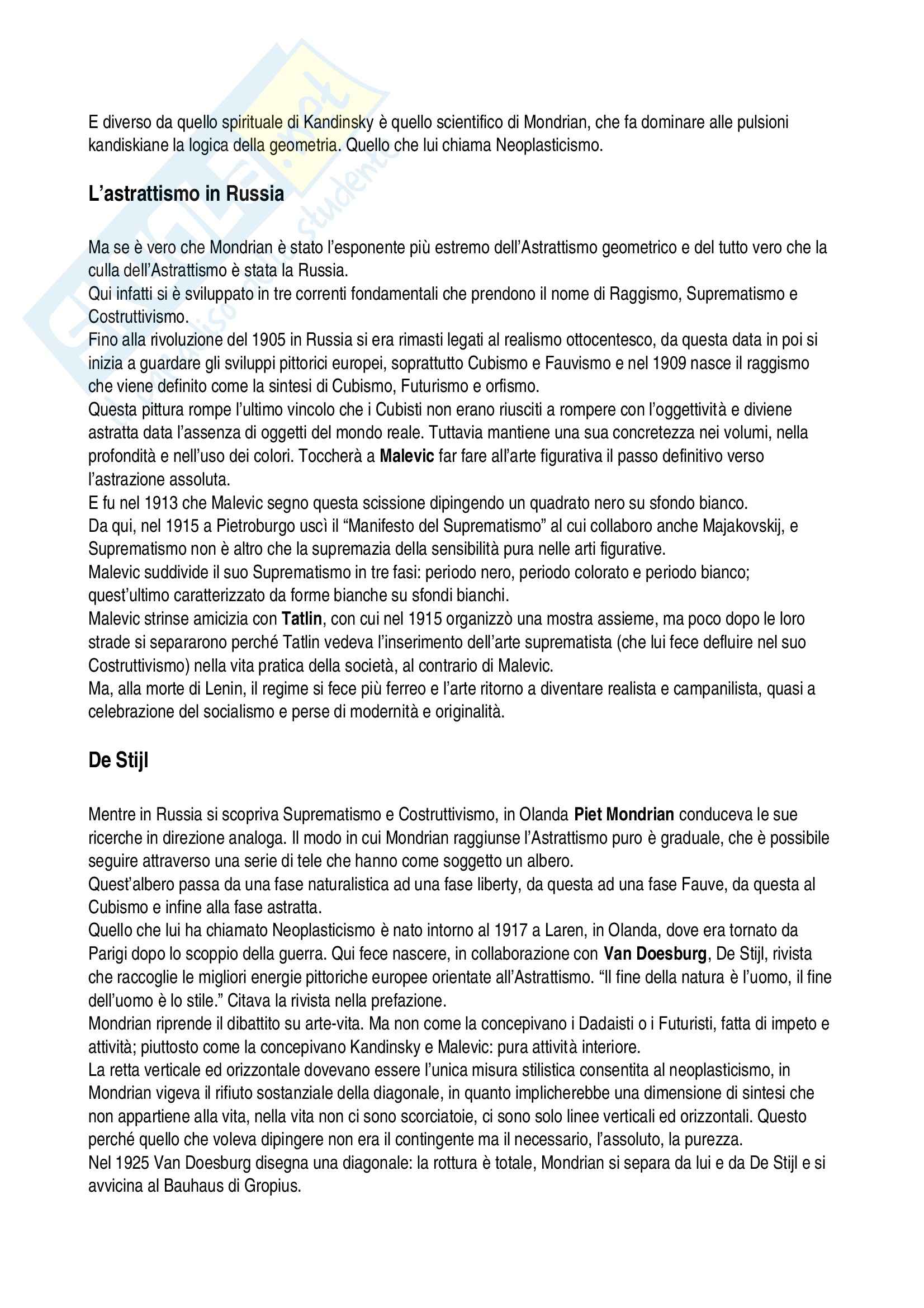 Avanguardie Artistiche del Novecento, Storia dell'arte contemporanea Pag. 11