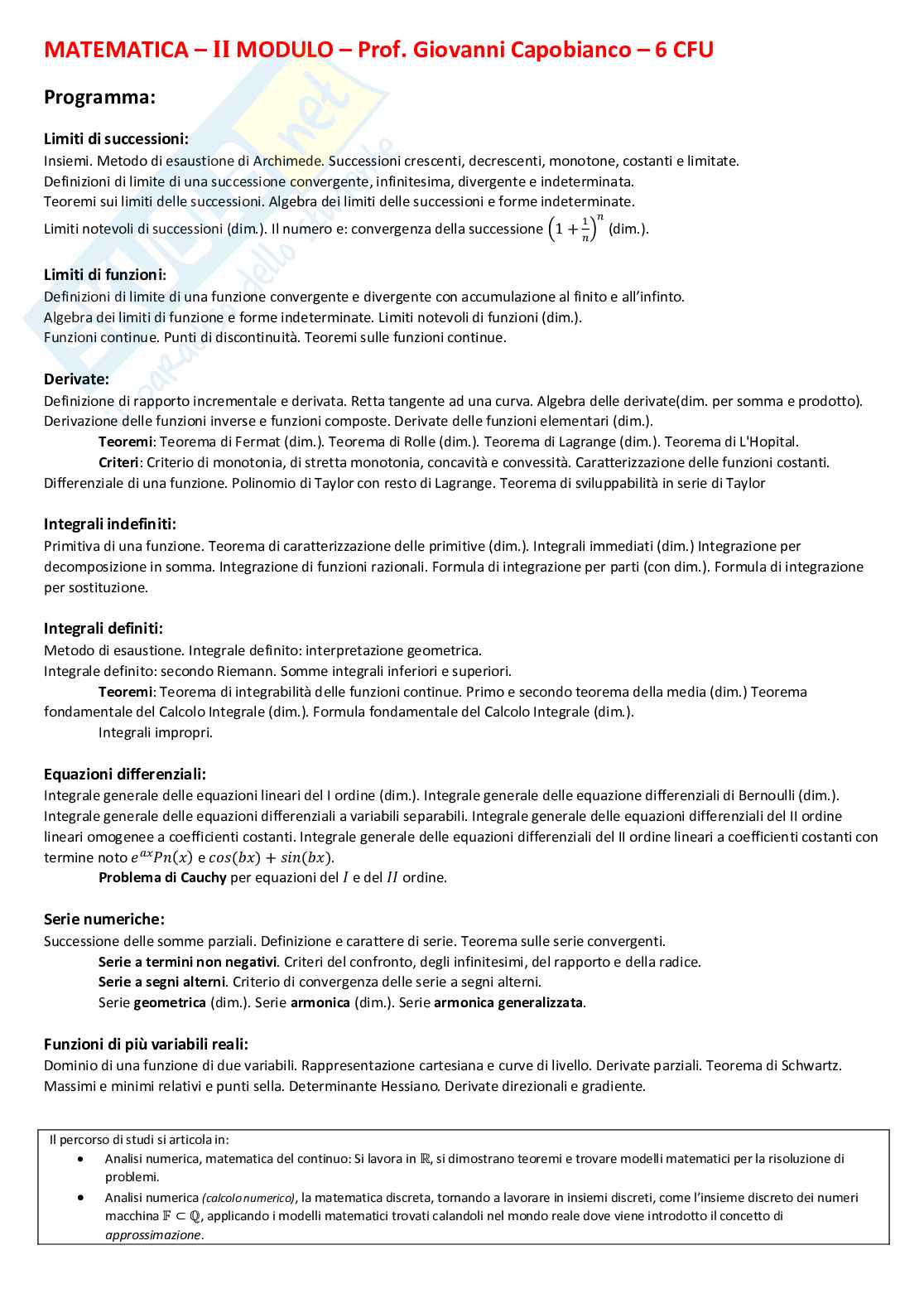 Appunti Analisi matematica 1 Pag. 1