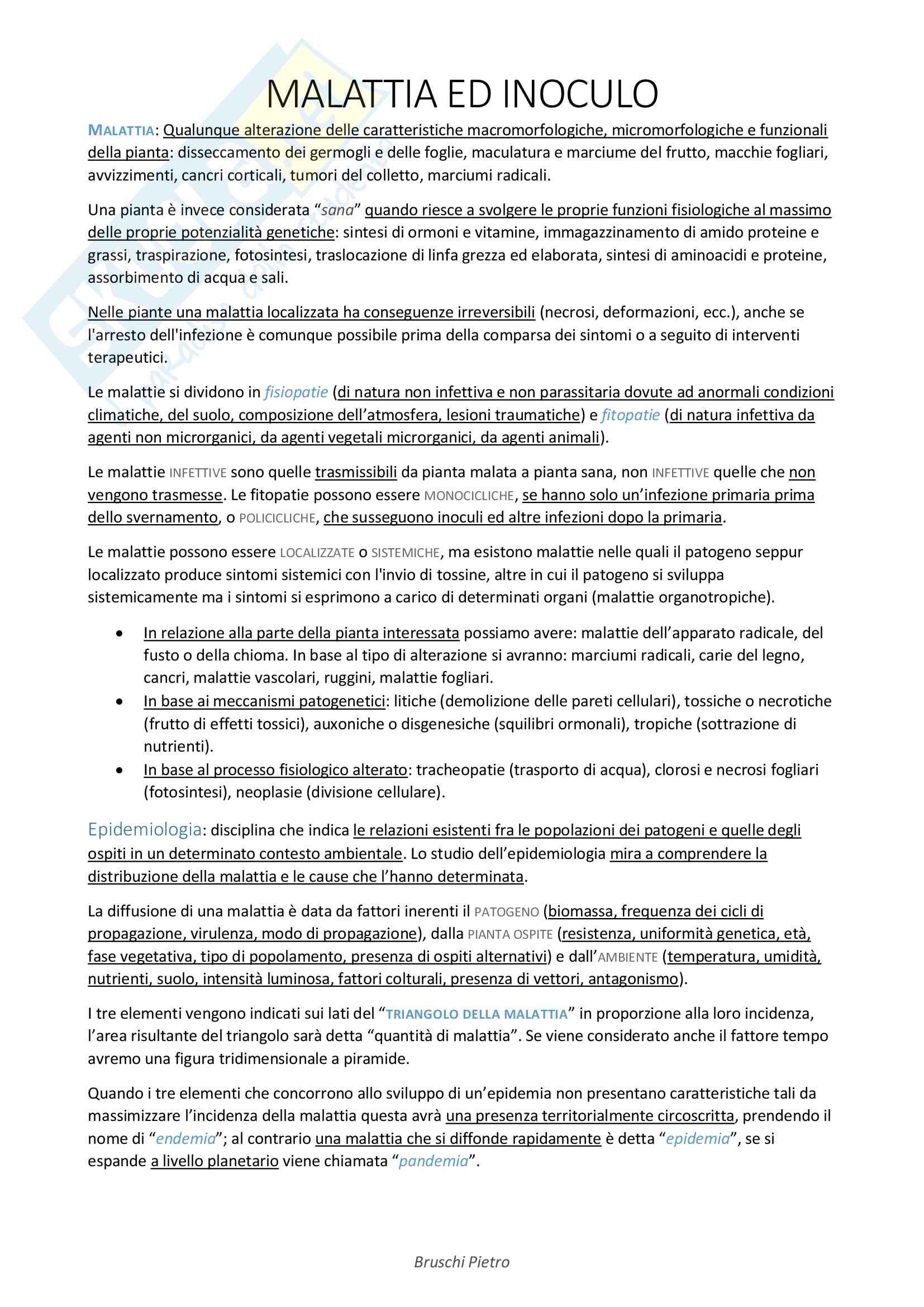 Riassunto patologia vegetale nei vivai e delle alberature Pag. 1