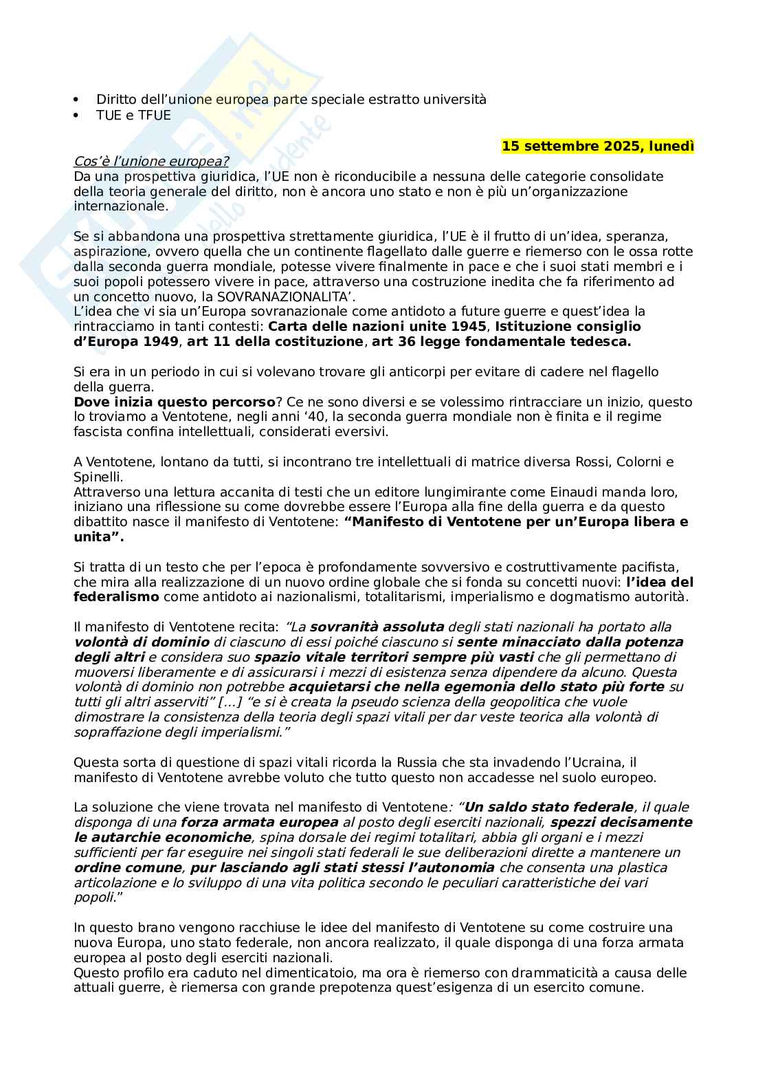 Diritto dell'Unione Europea Pag. 2