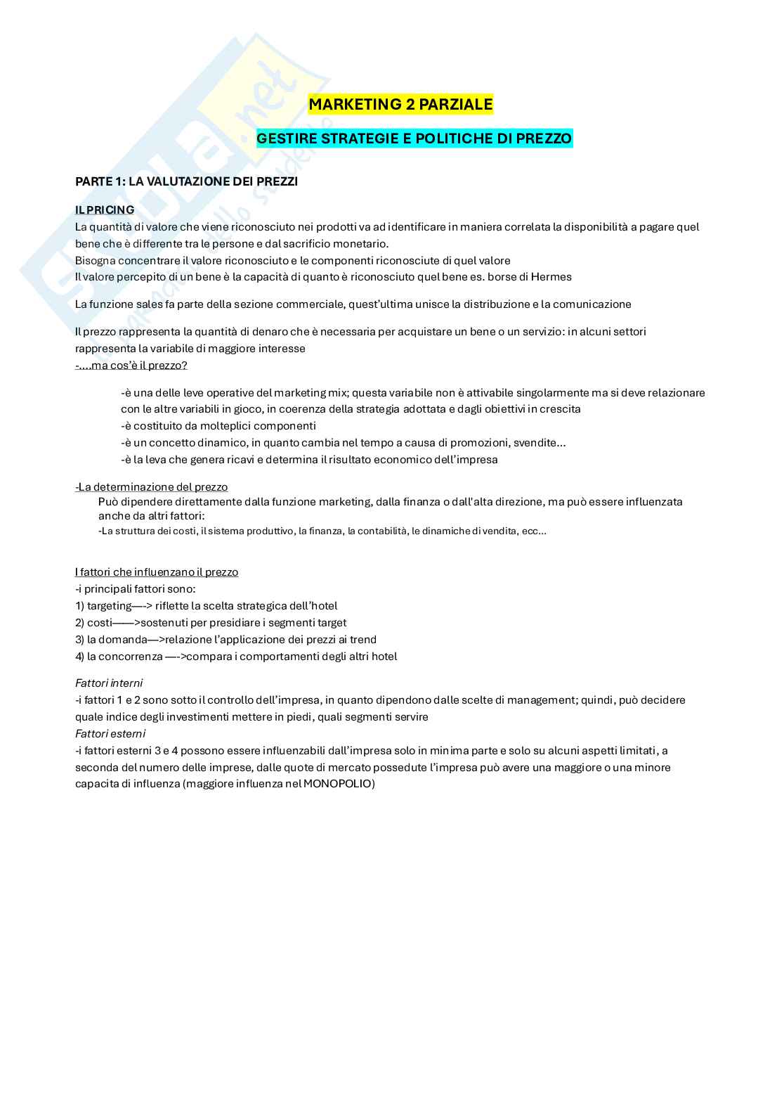Secondo parziale di Marketing Pag. 1