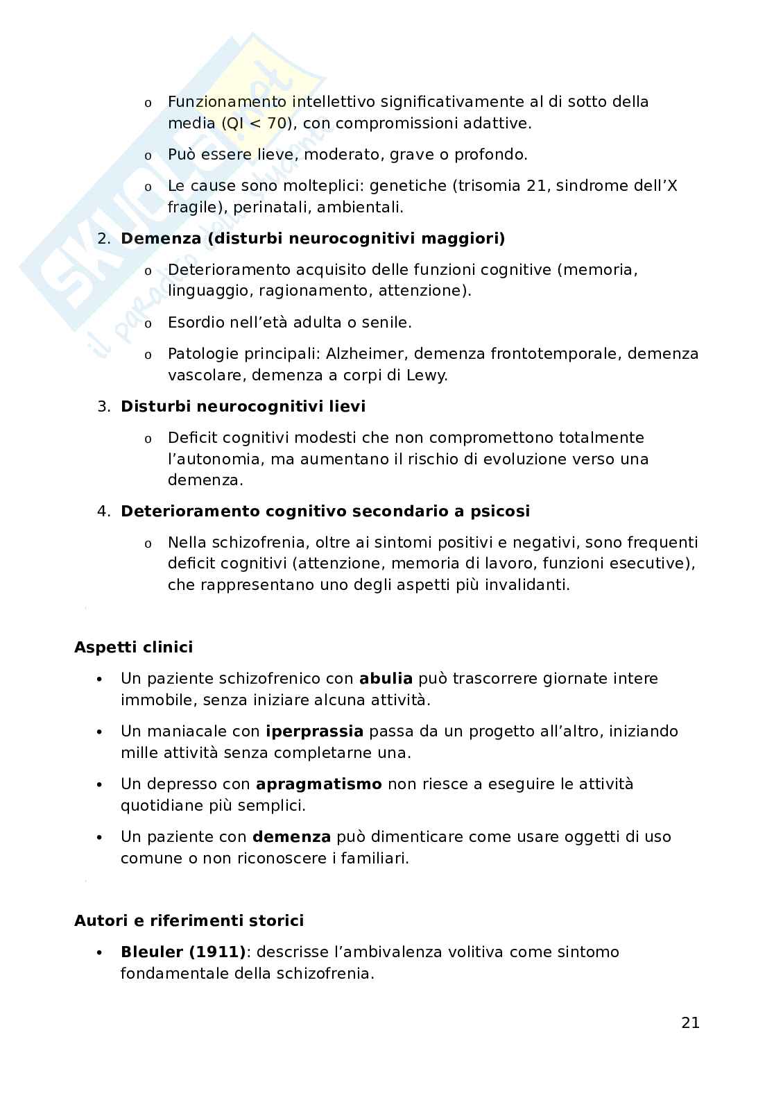 Riassunto esame Scienze psichiatriche, Prof. Di Pasquale Salvatore, libro consigliato Manuale di Psichiatria, Siracusano, Niolu Pag. 21