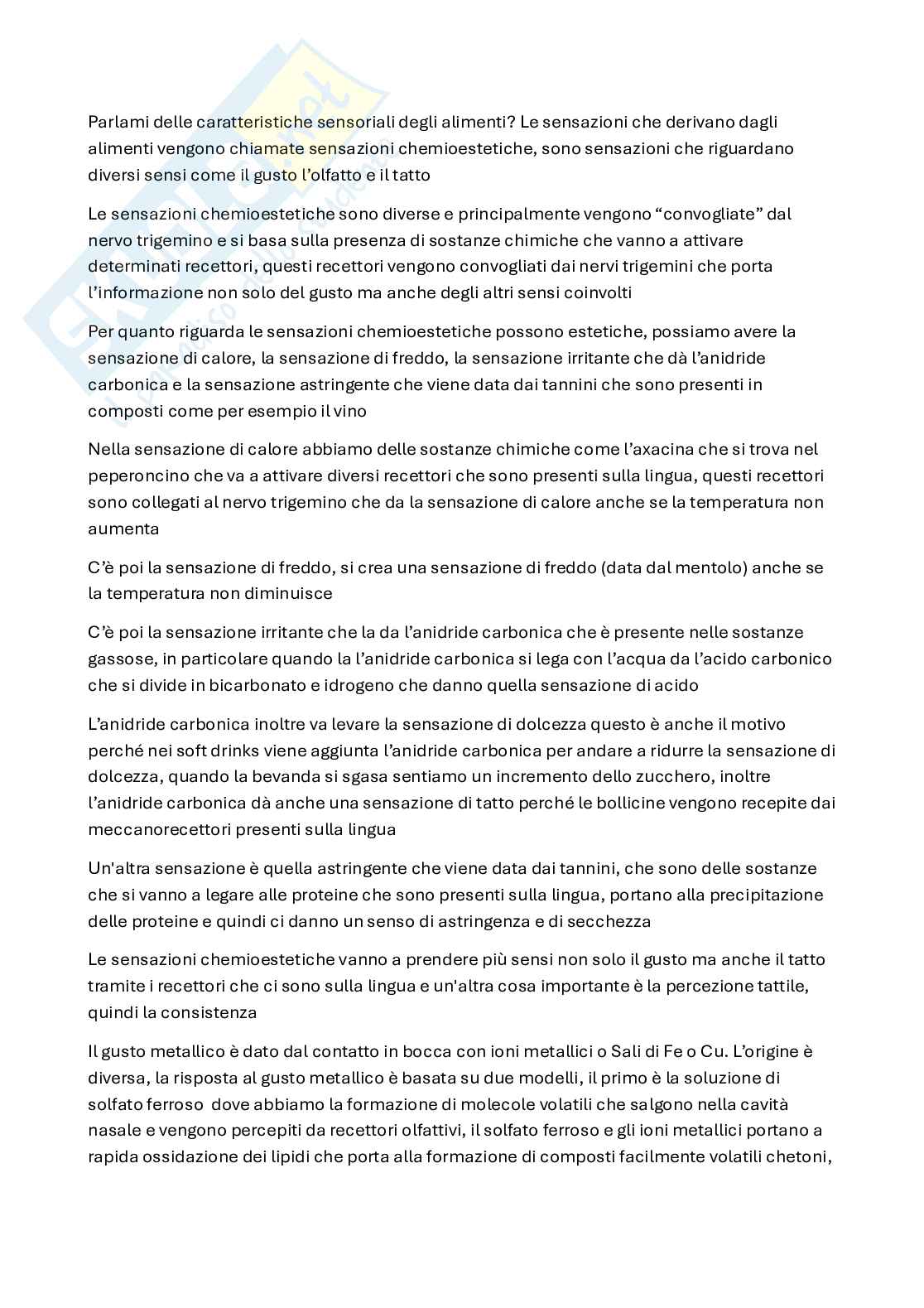 Domande esame con risposte Qualità dei prodotti agro-alimentari   Pag. 1