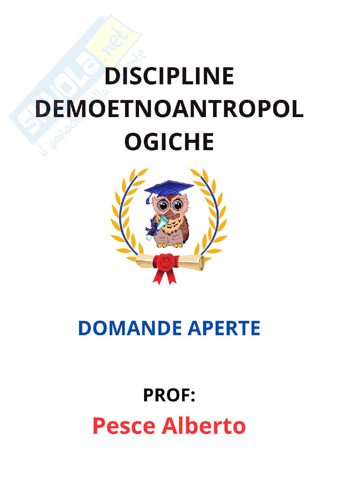 Paniere Discipline demoetnoantropologiche - Risposte aperte - aggiornato (2026) Pag. 1