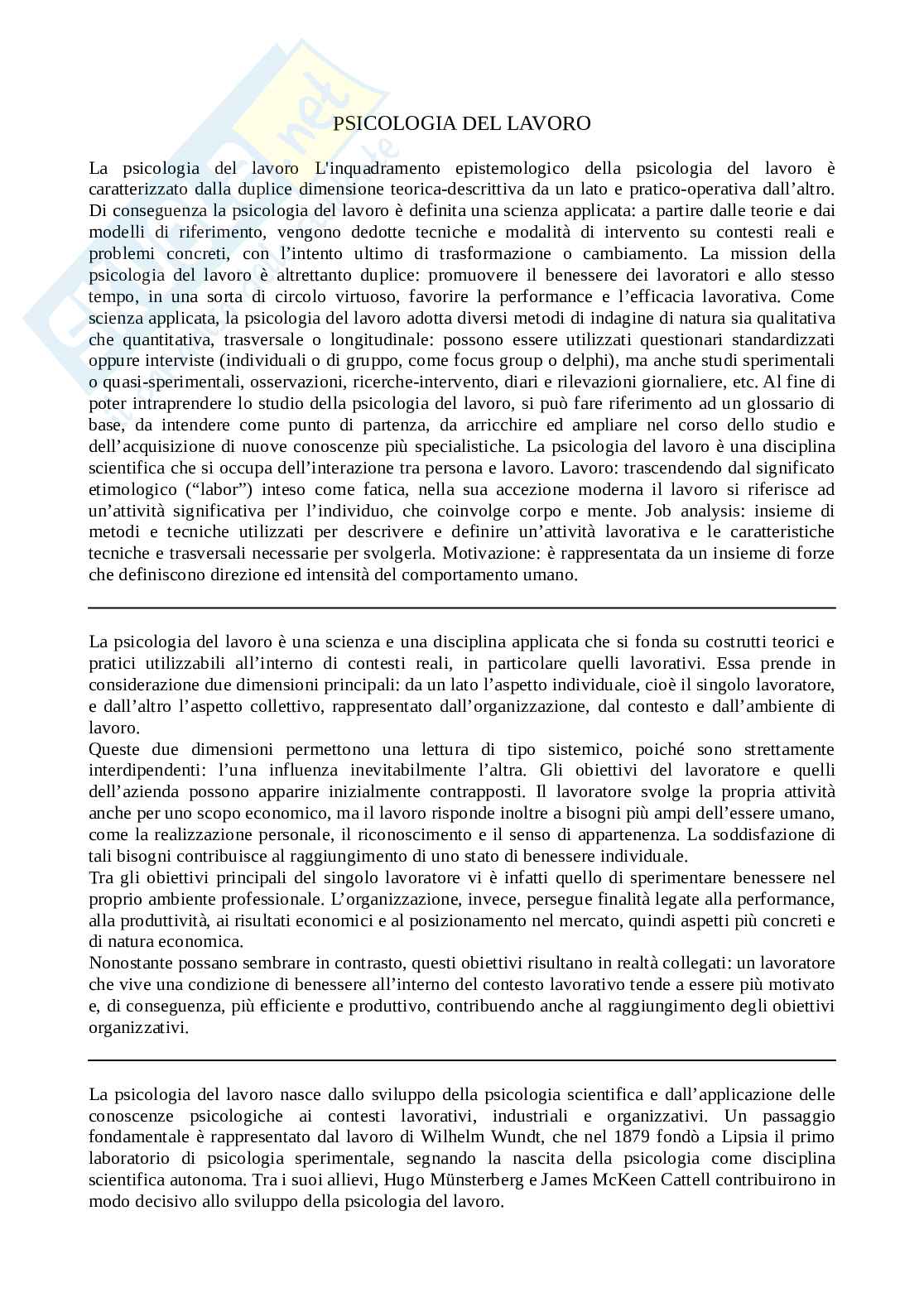 Psicologia del lavoro Pag. 1