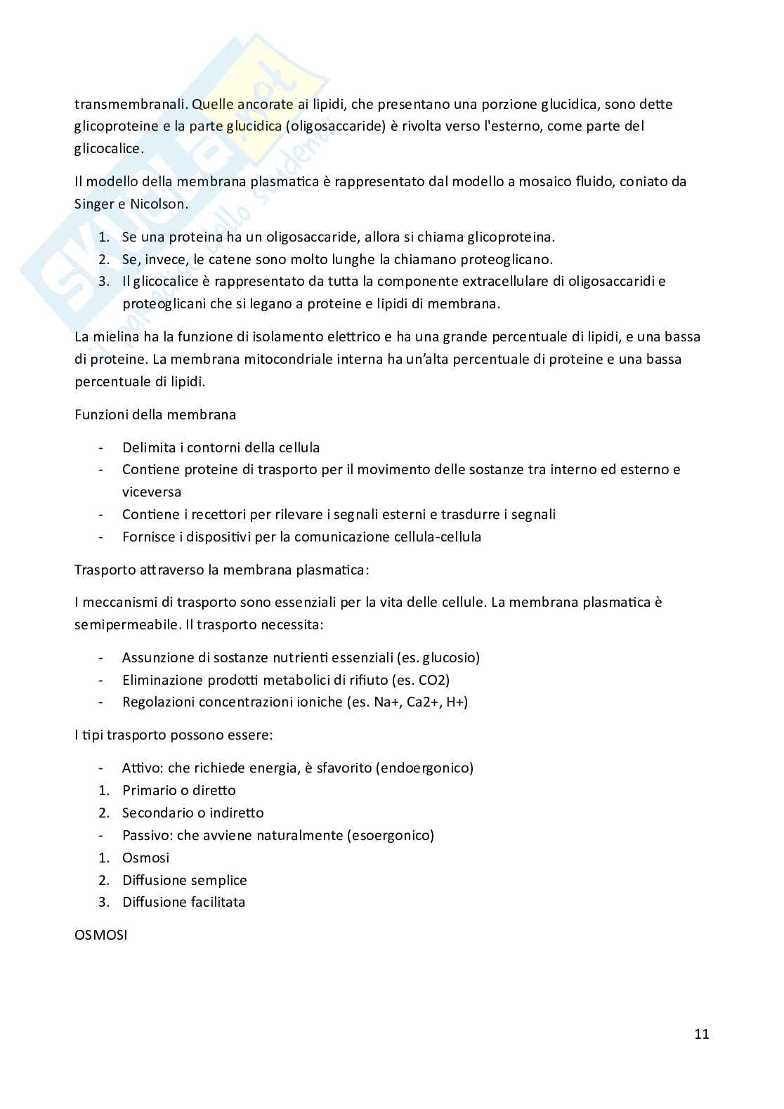 Riassunto esame Biologia animale, Prof. Costa Barbara, libro consigliato Biologia e Genetica , De Leo Pag. 11