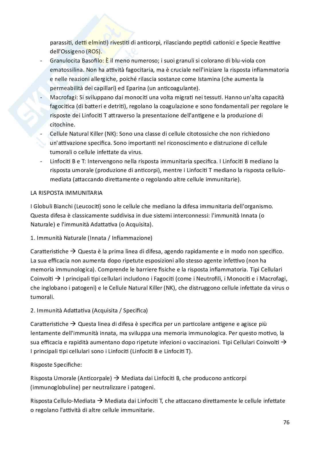 Riassunto esame Biologia animale, Prof. Costa Barbara, libro consigliato Biologia e Genetica , De Leo Pag. 76