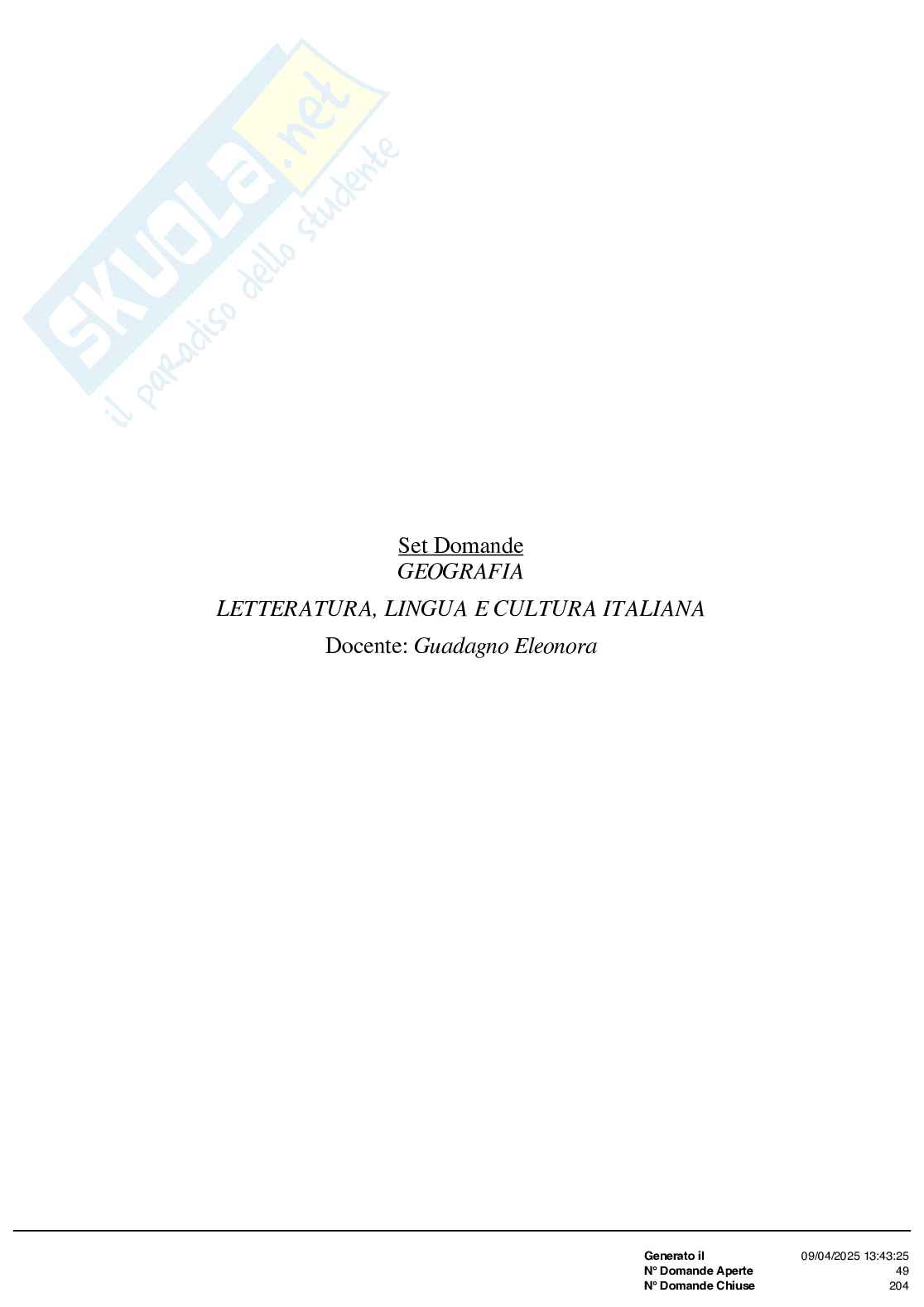 Paniere geografia, corso in filologia moderna  Pag. 1