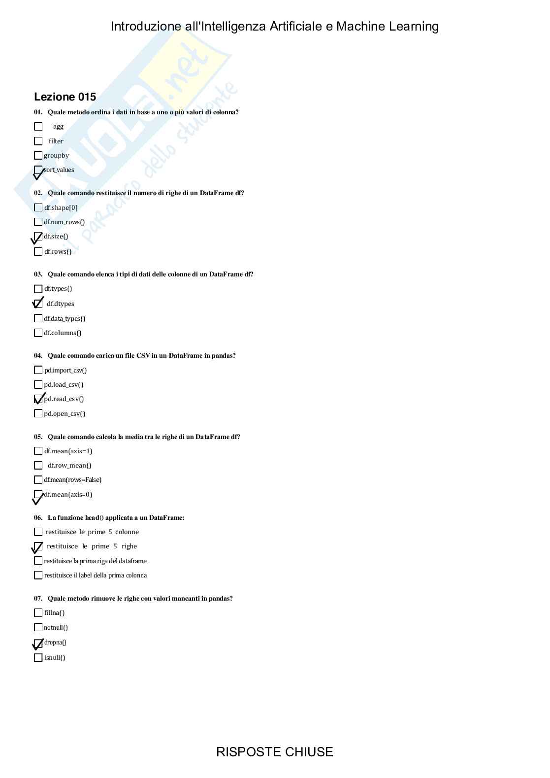 Introduzione all'intelligenza artificiale e machine learning - Paniere compilato Pag. 16