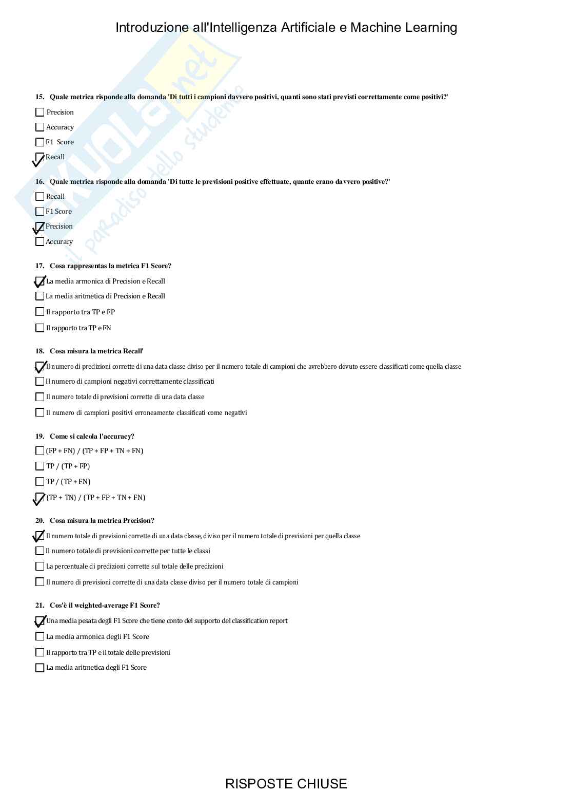 Introduzione all'intelligenza artificiale e machine learning - Paniere compilato Pag. 46